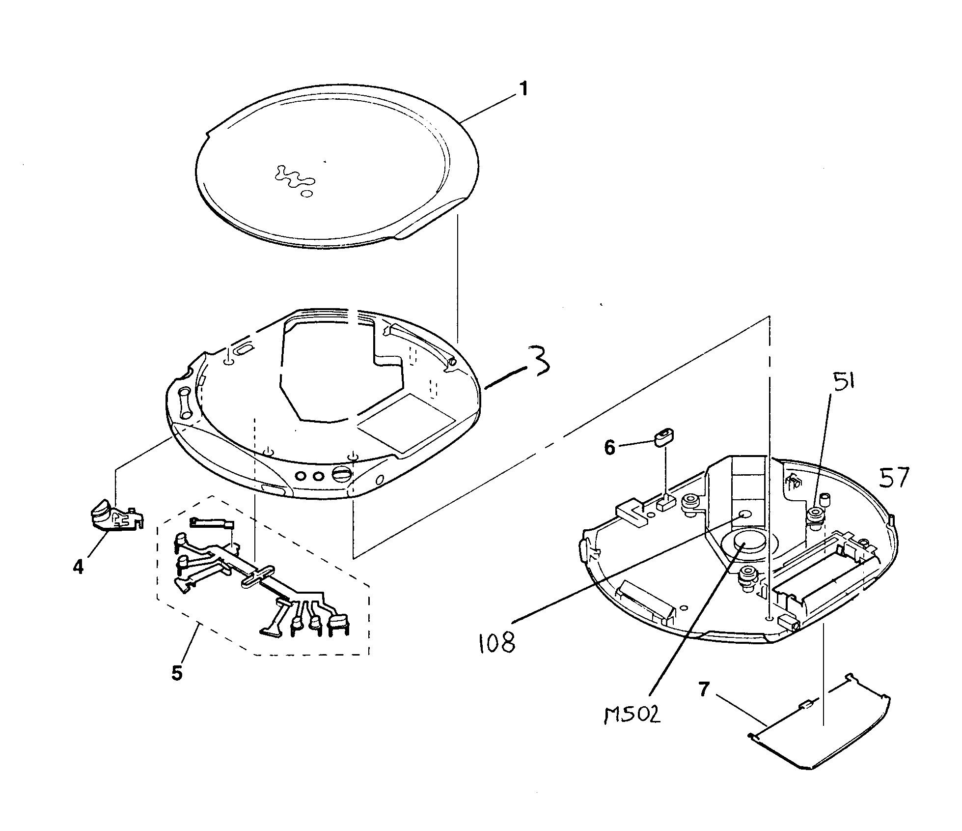 Sony D-E225 cabinet parts diagram