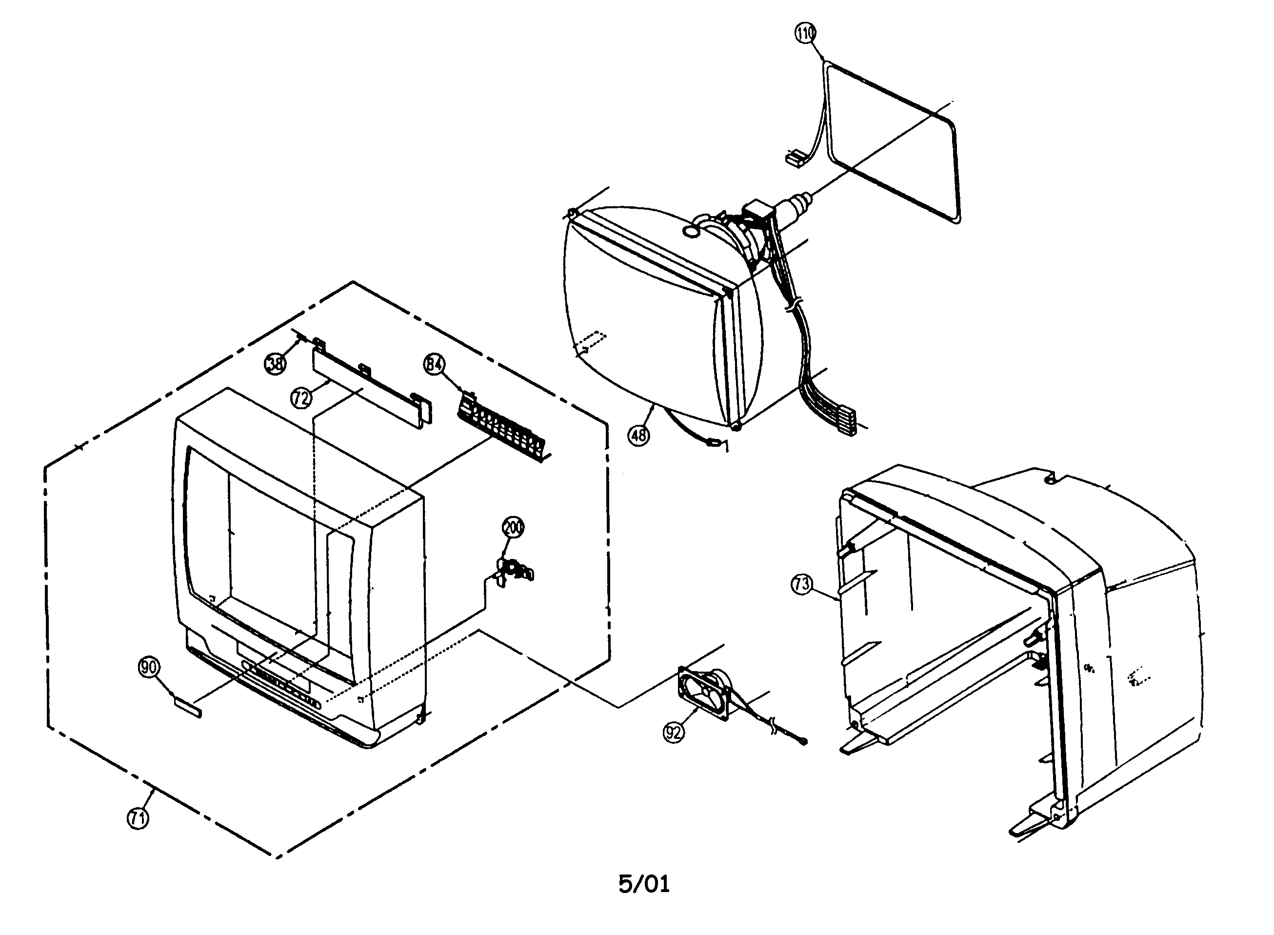 Panasonic PV-C1321-K cabinet parts diagram
