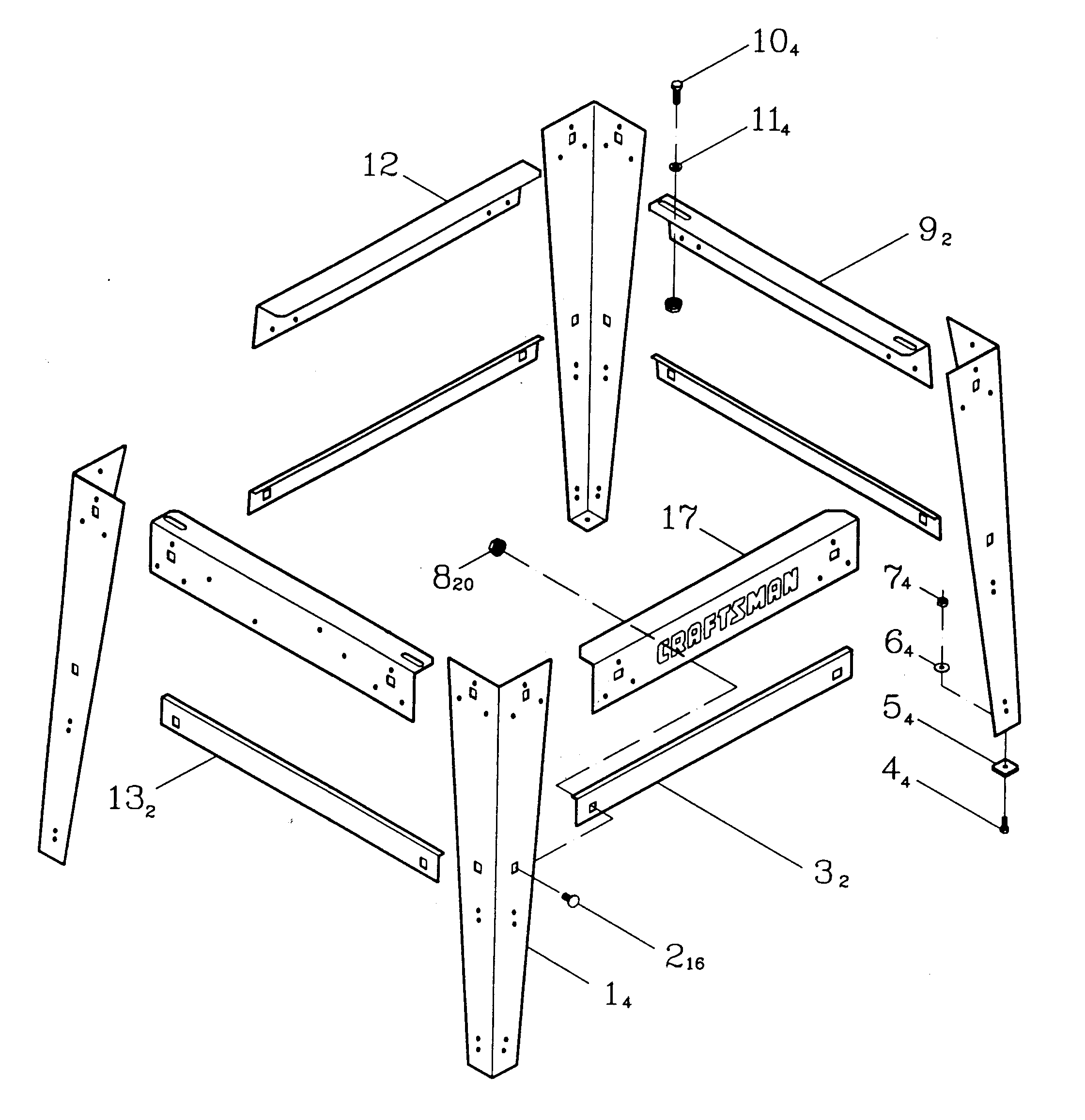 Craftsman 137271180 cabinet parts diagram