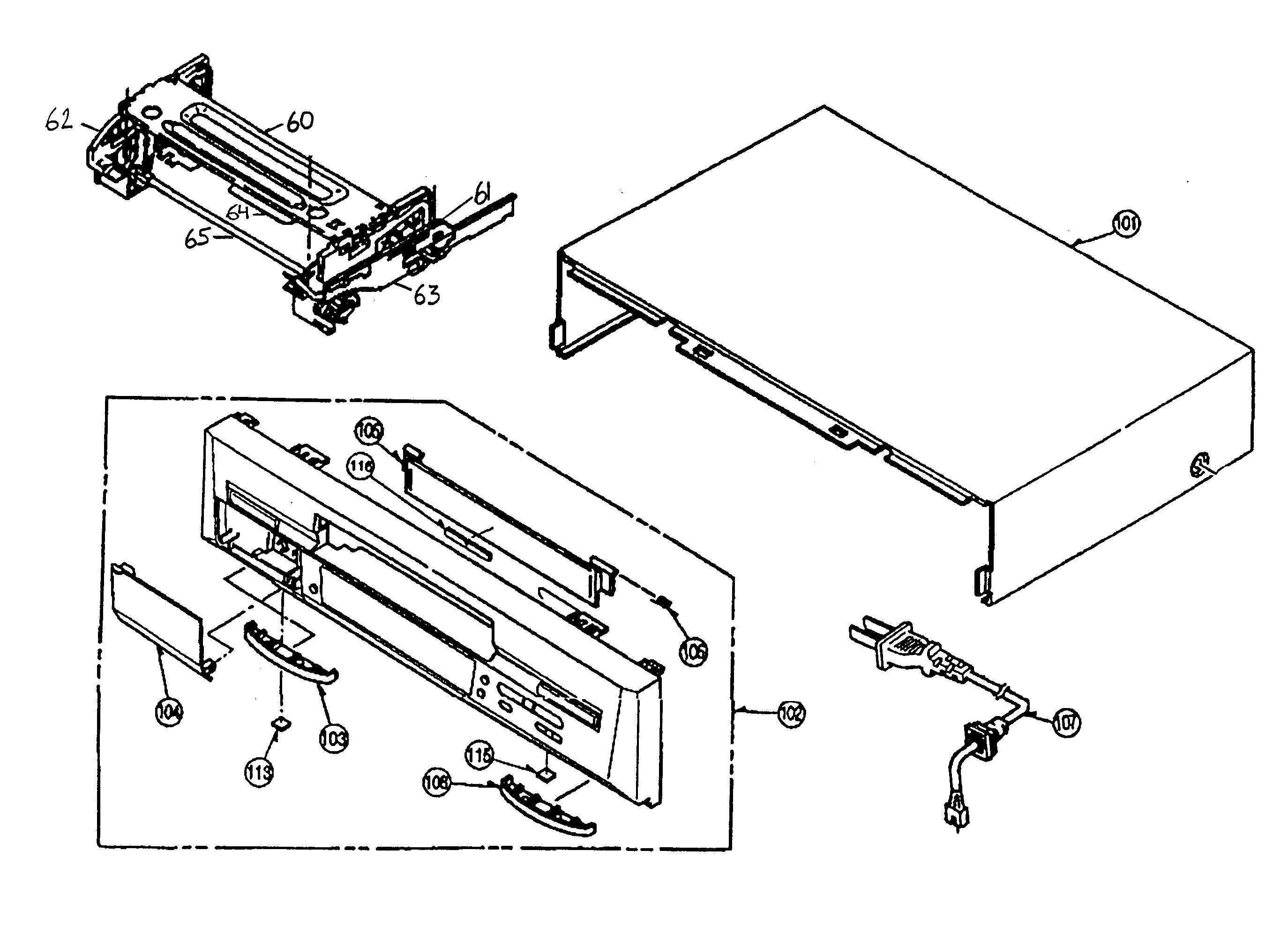 Panasonic NV-FJ610PMP cabinet parts diagram