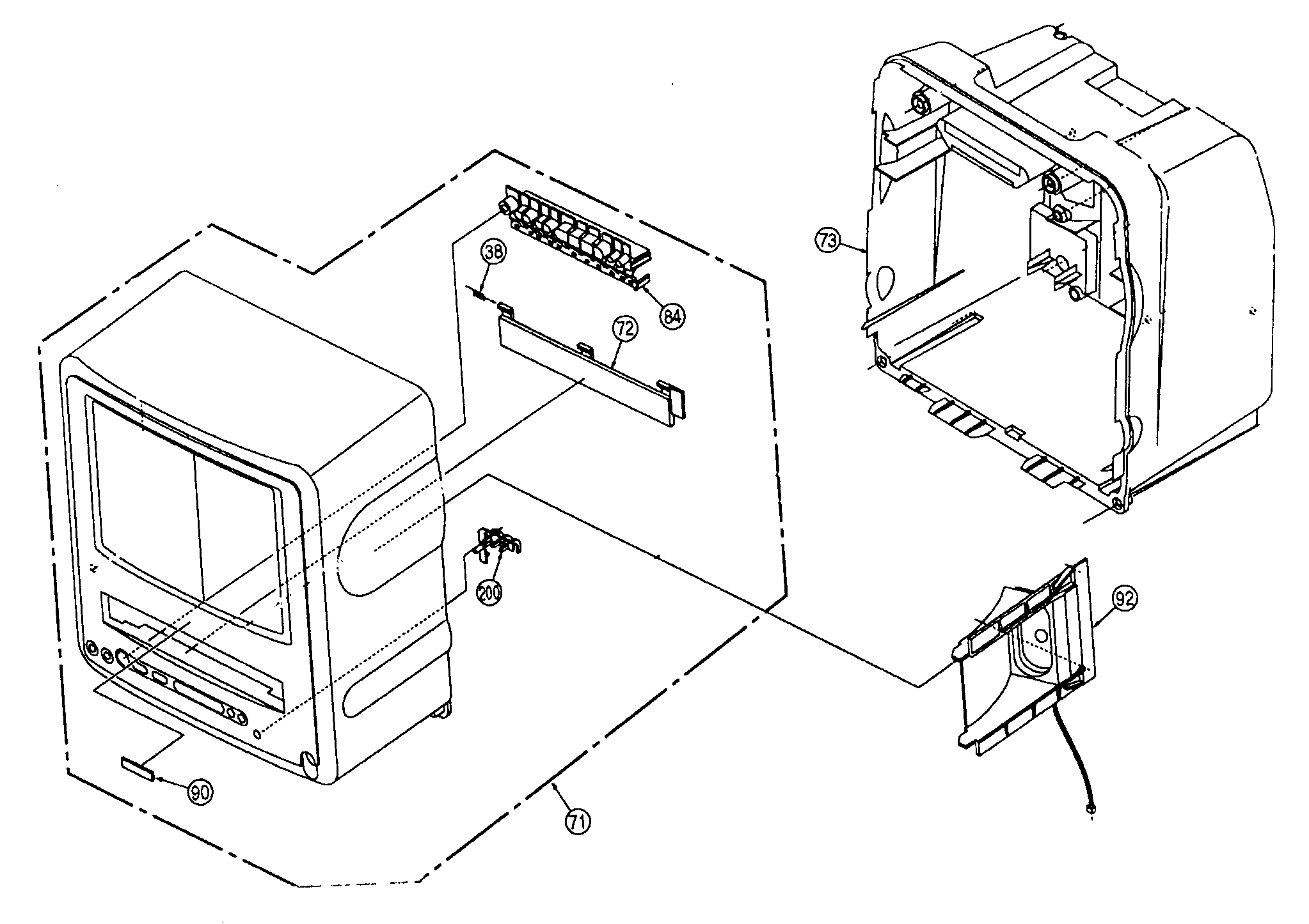 Panasonic PV-C921 cabinet parts diagram