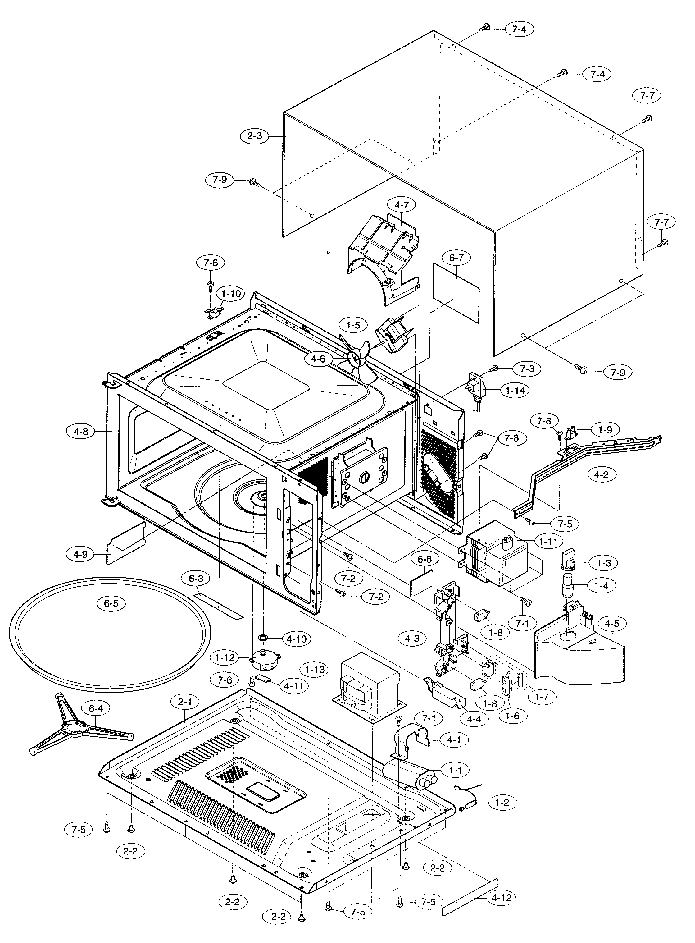 Sharp R-510EW cabinet parts diagram