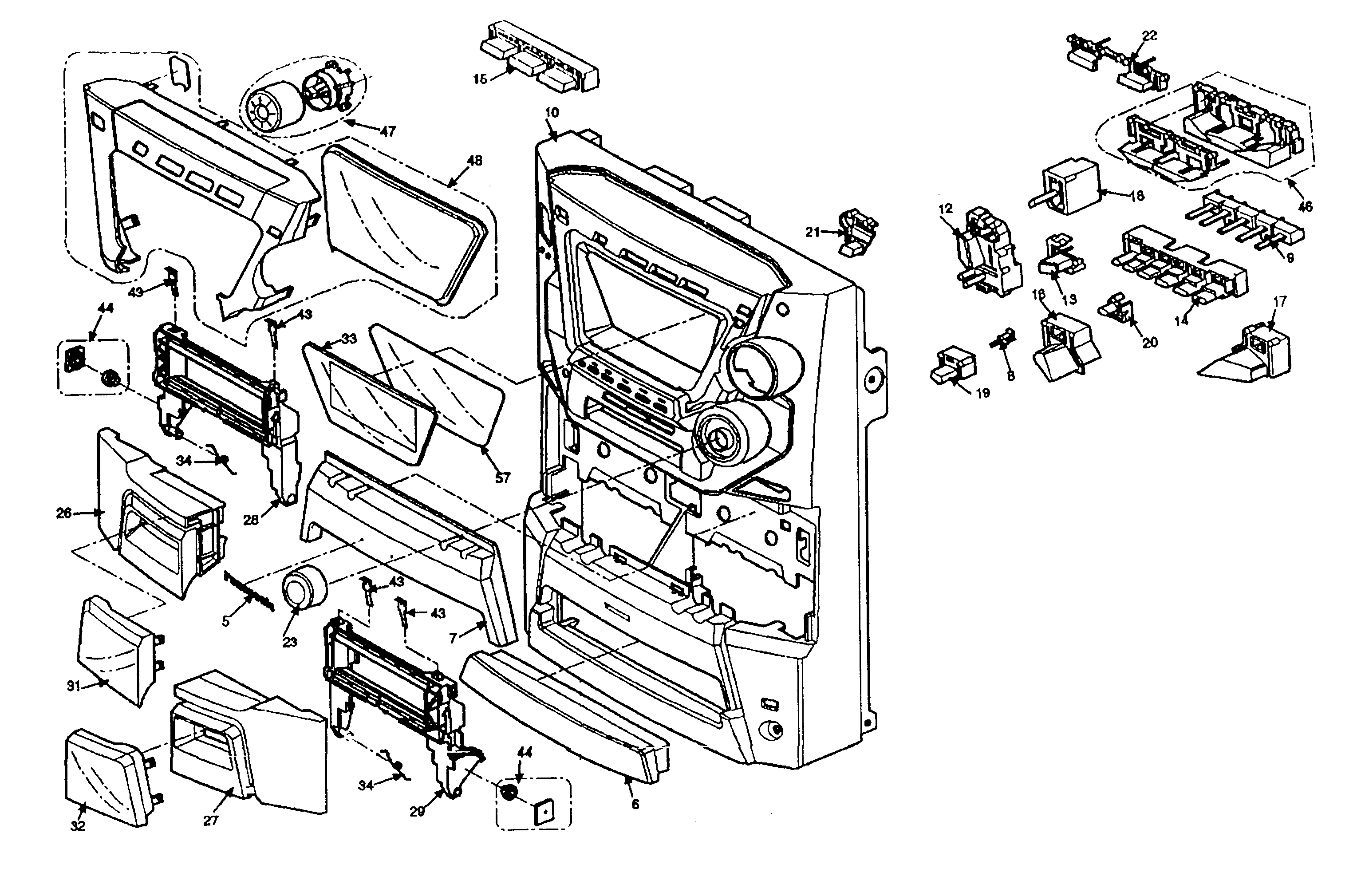 Panasonic SB-AK22 cabinet parts diagram