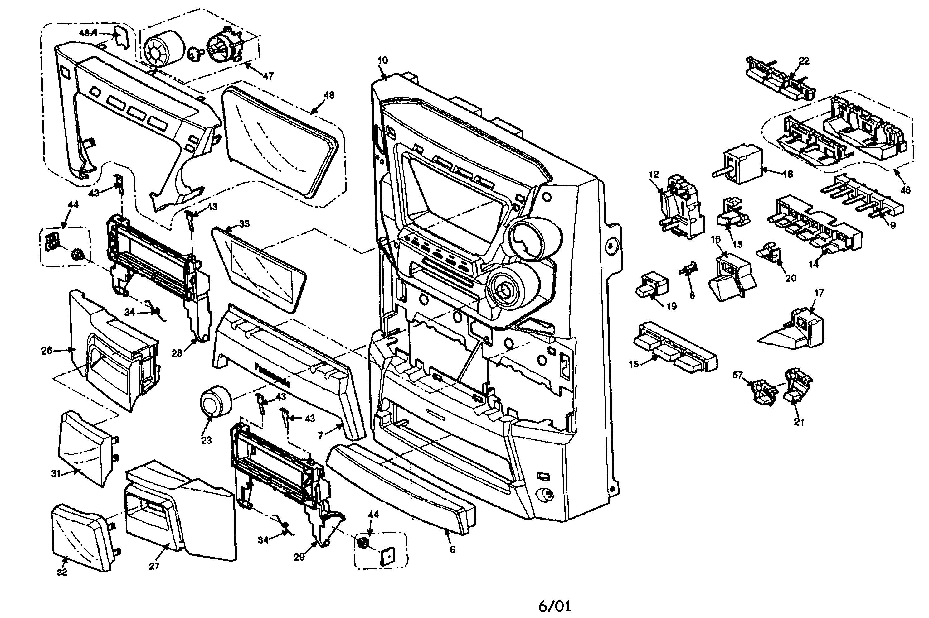 Panasonic SB-AK44 cabinet parts diagram