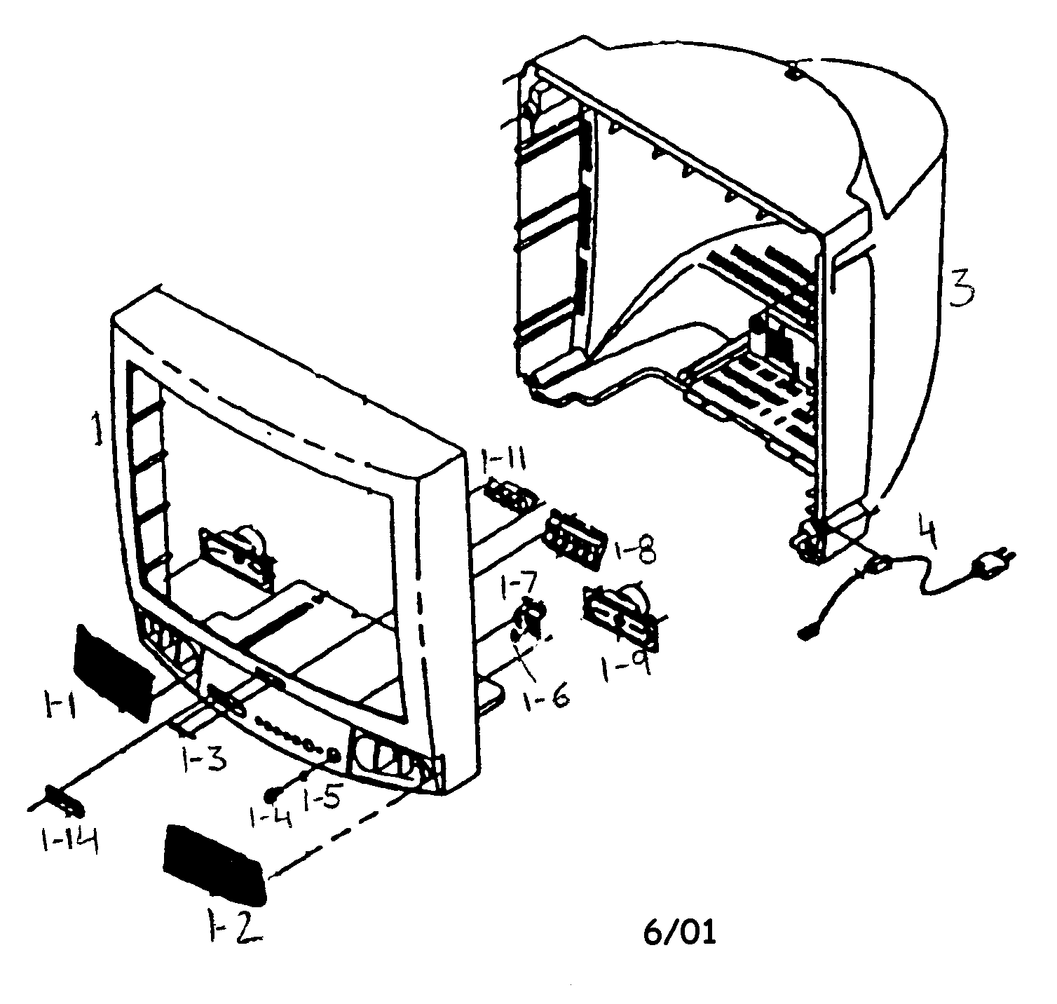 Samsung TXE-2746 cabinet parts diagram
