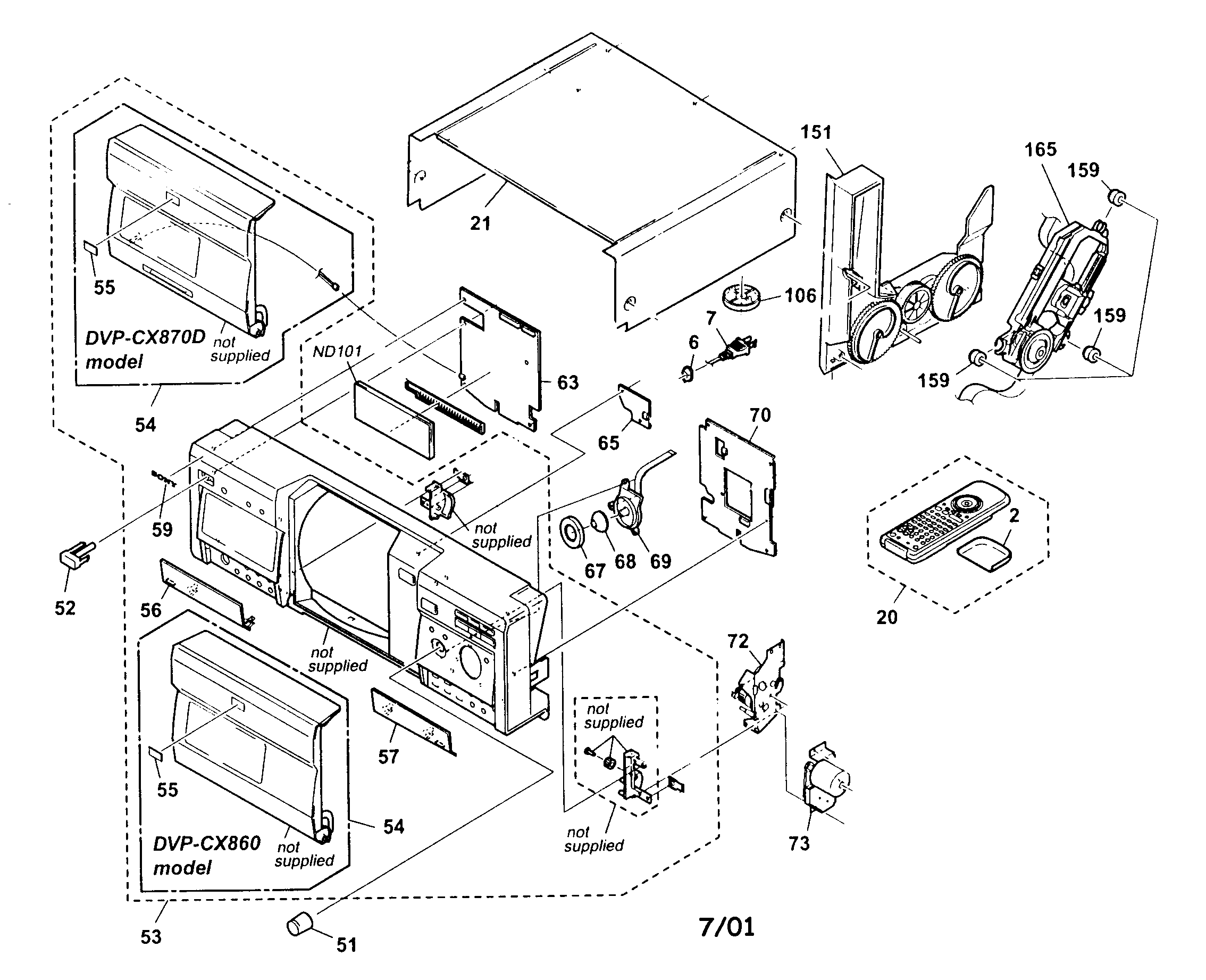 Sony DVP-CX860 cabinet parts diagram