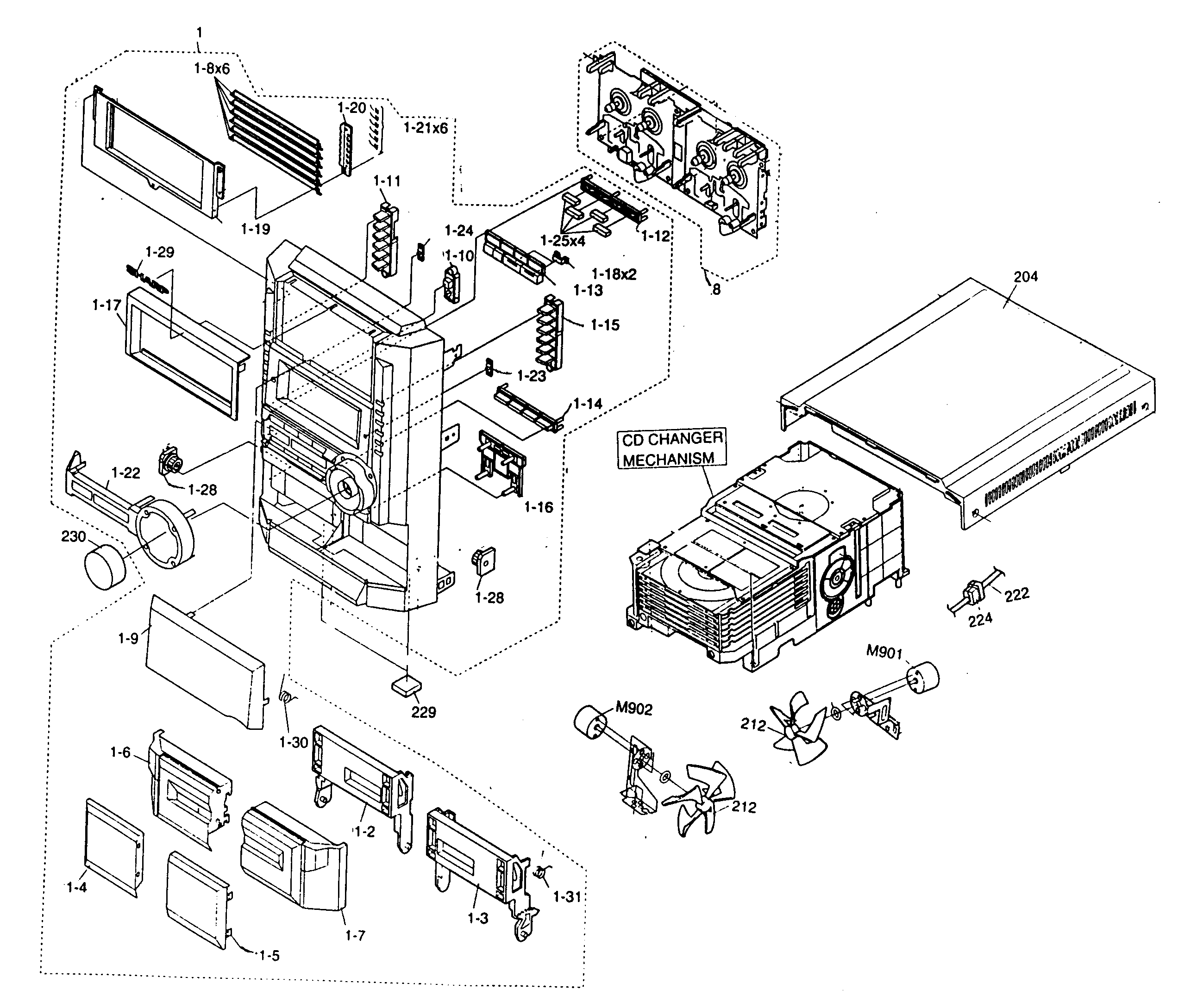 Sharp CD-BA3100 cabinet parts diagram