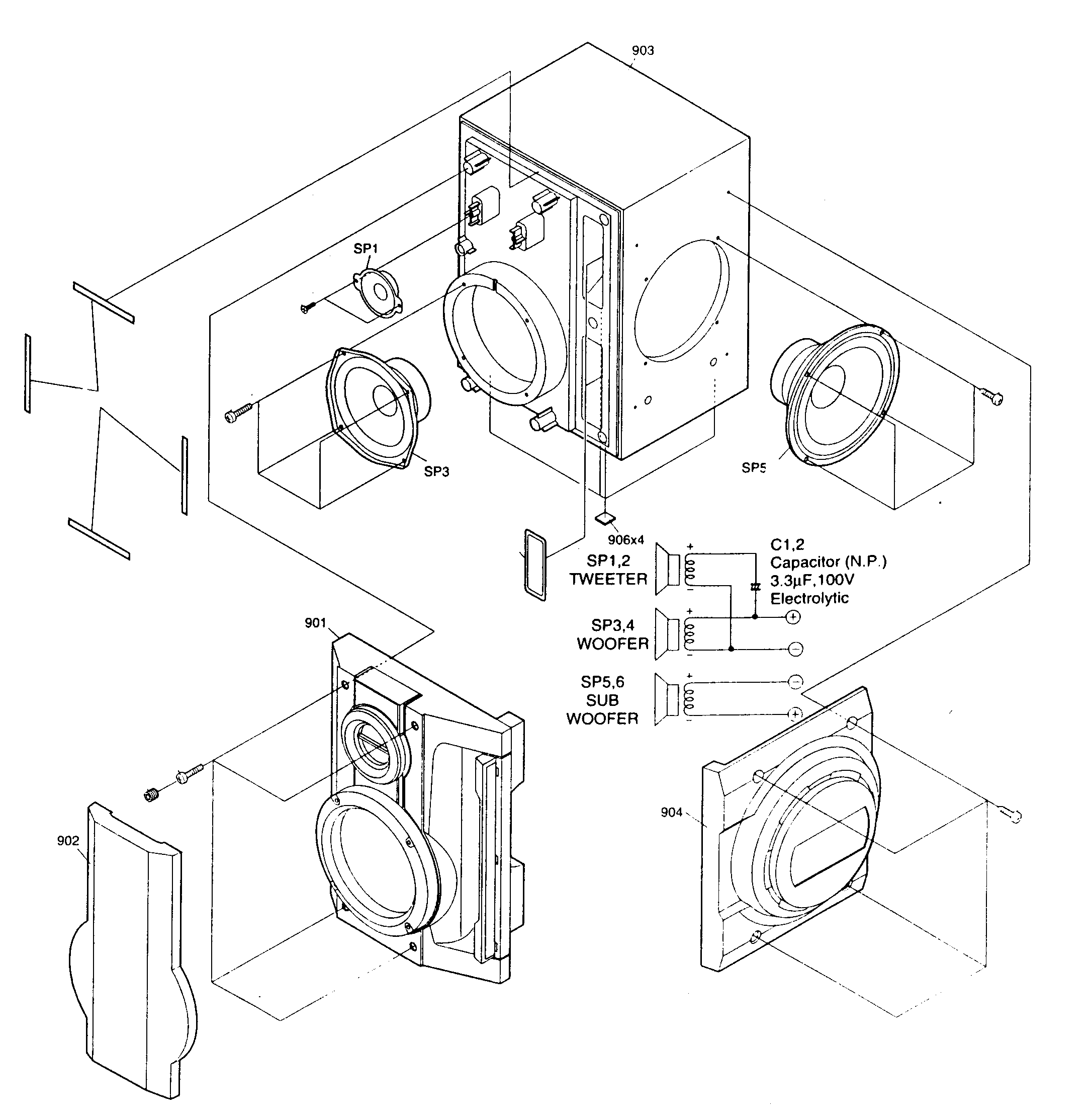 Sharp CD-BA3100 speakers diagram
