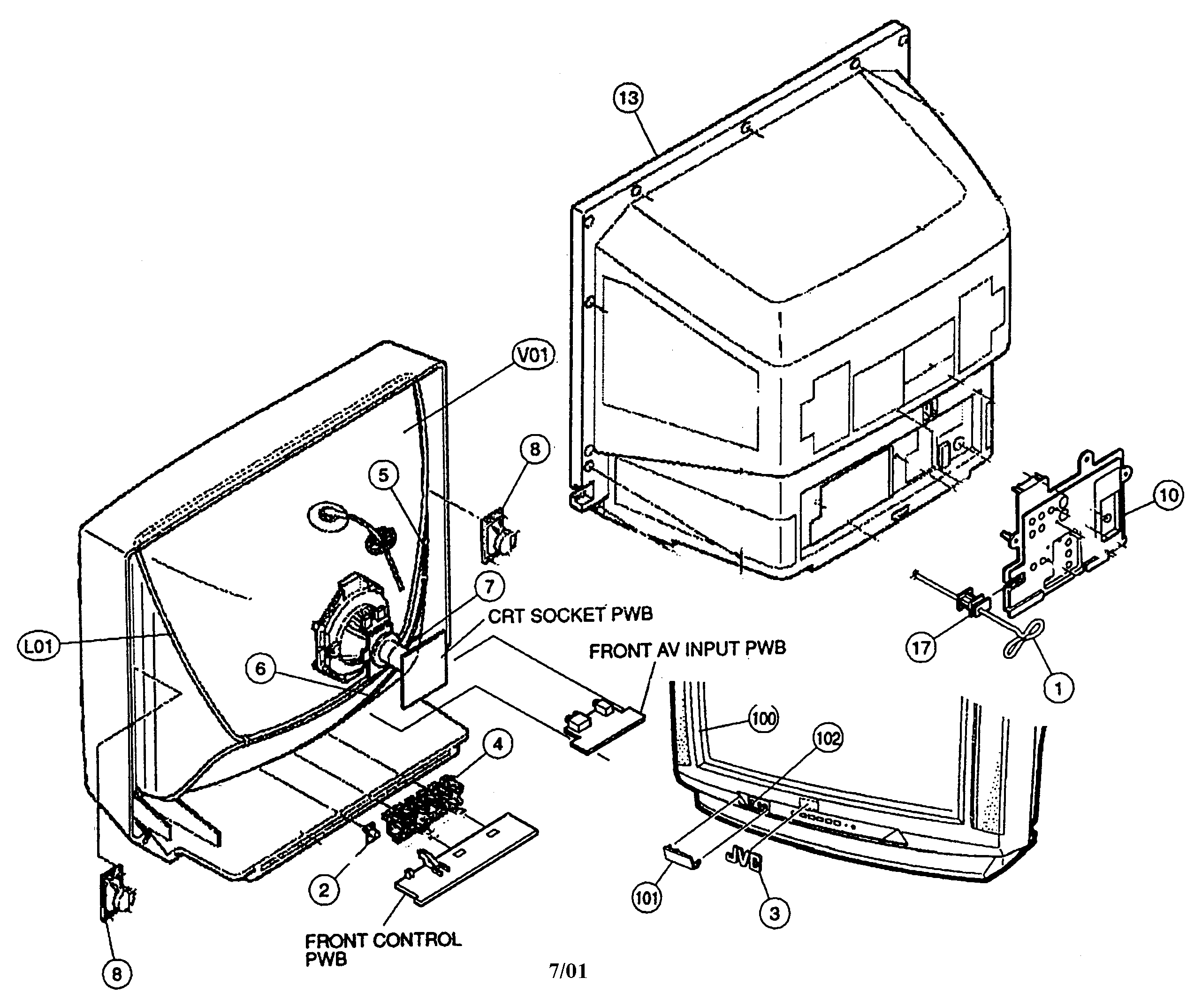JVC AV-32D202M cabinet parts diagram