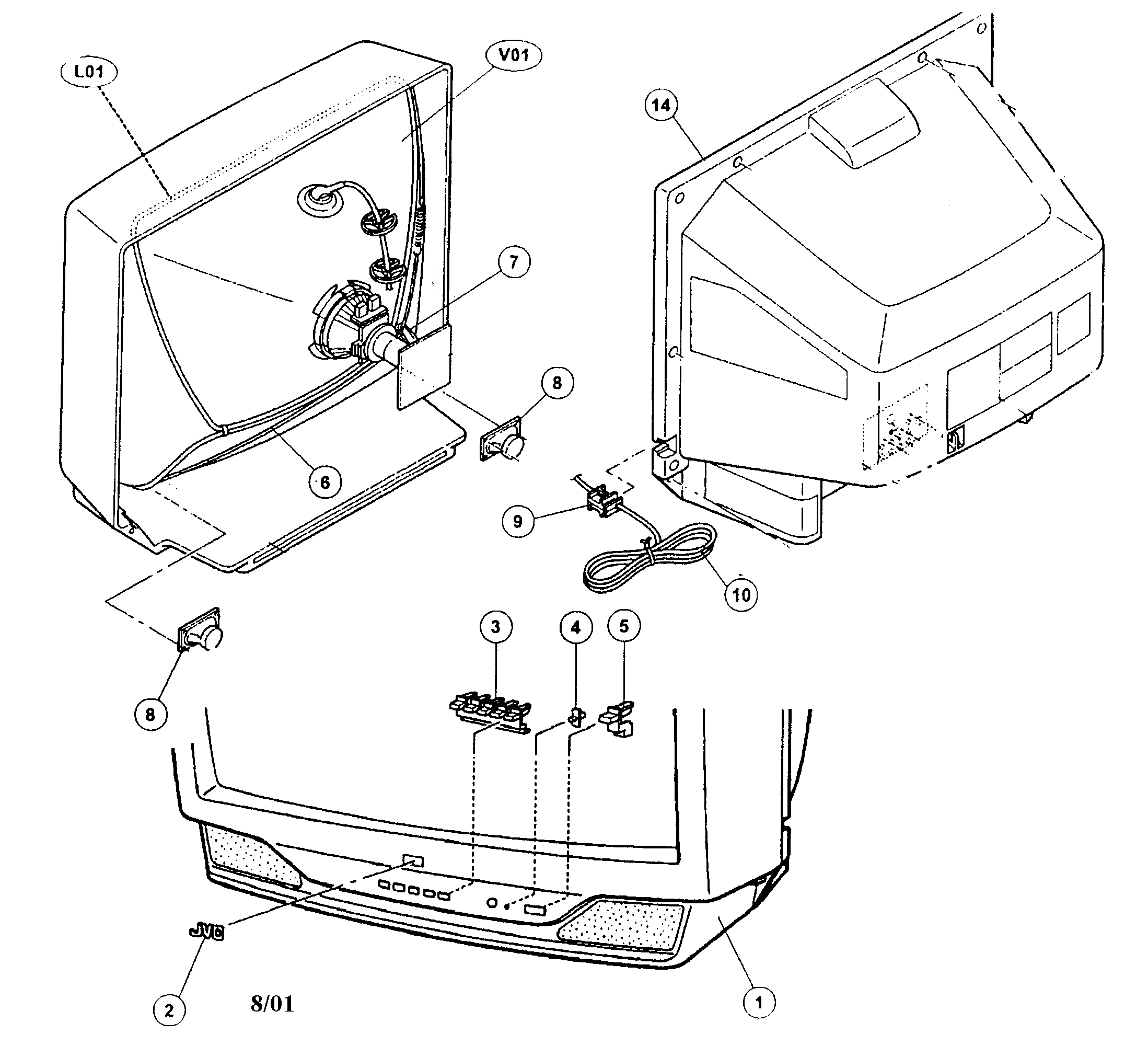 JVC AV-27230R cabinet parts diagram