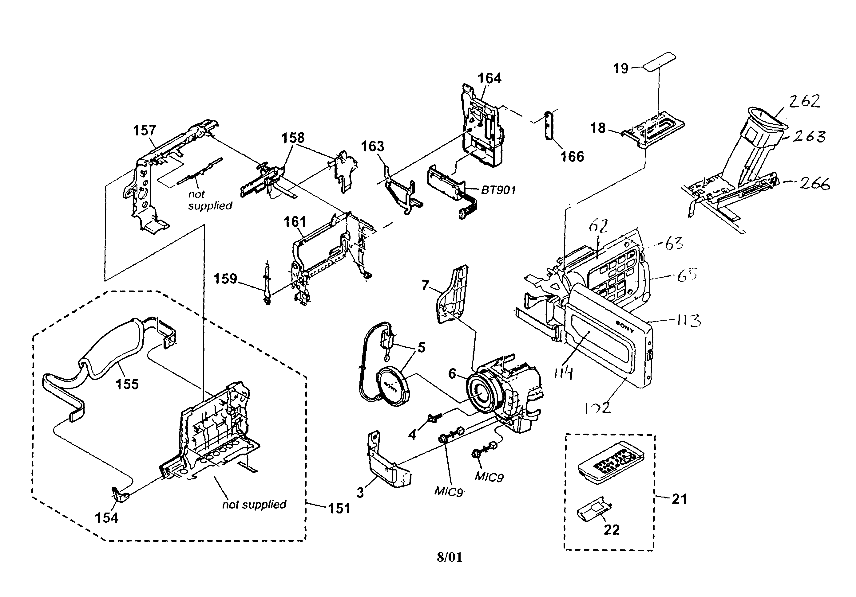 Sony DCR-TRV17 cabinet parts diagram