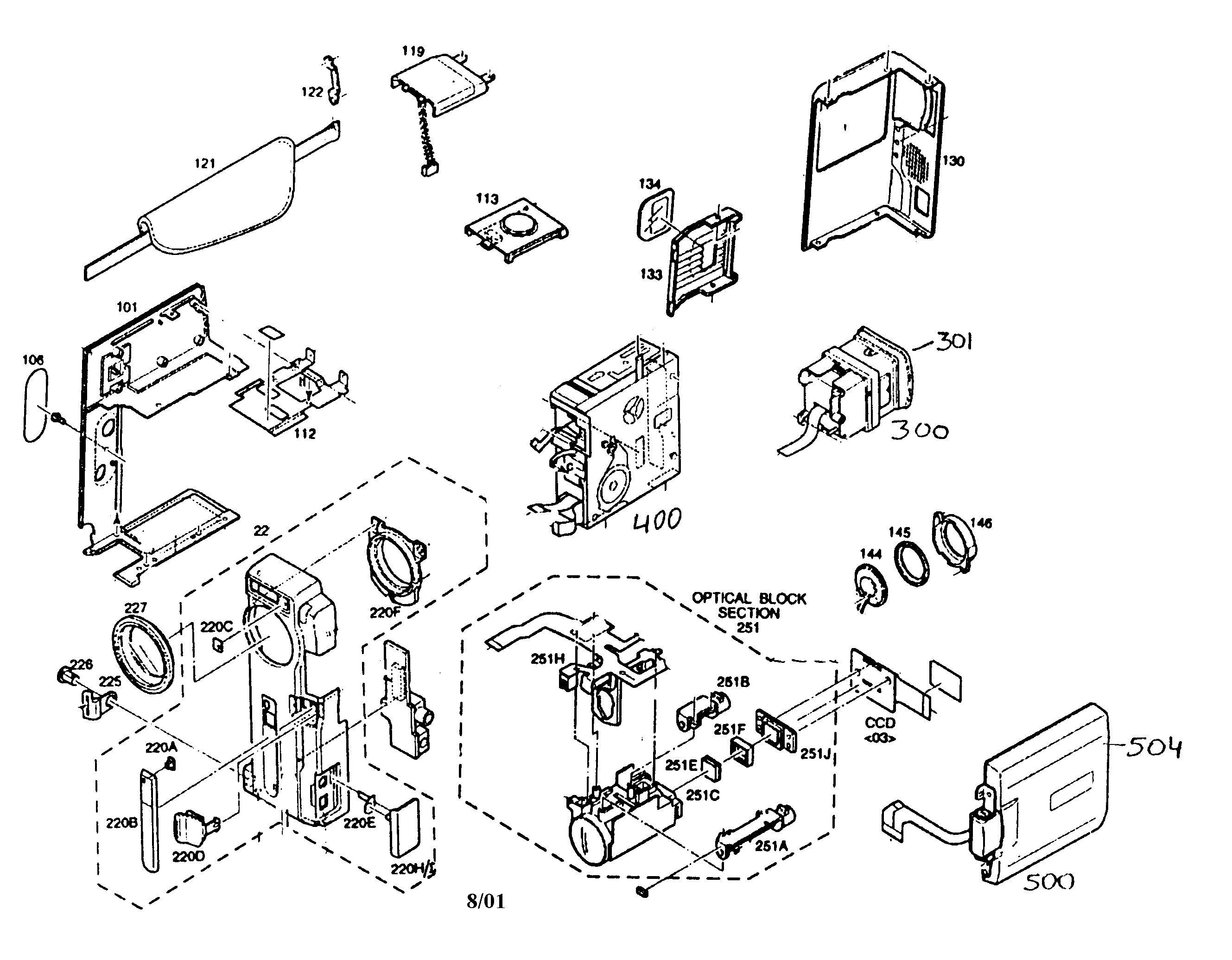 JVC GR-DVM75U cabinet parts diagram