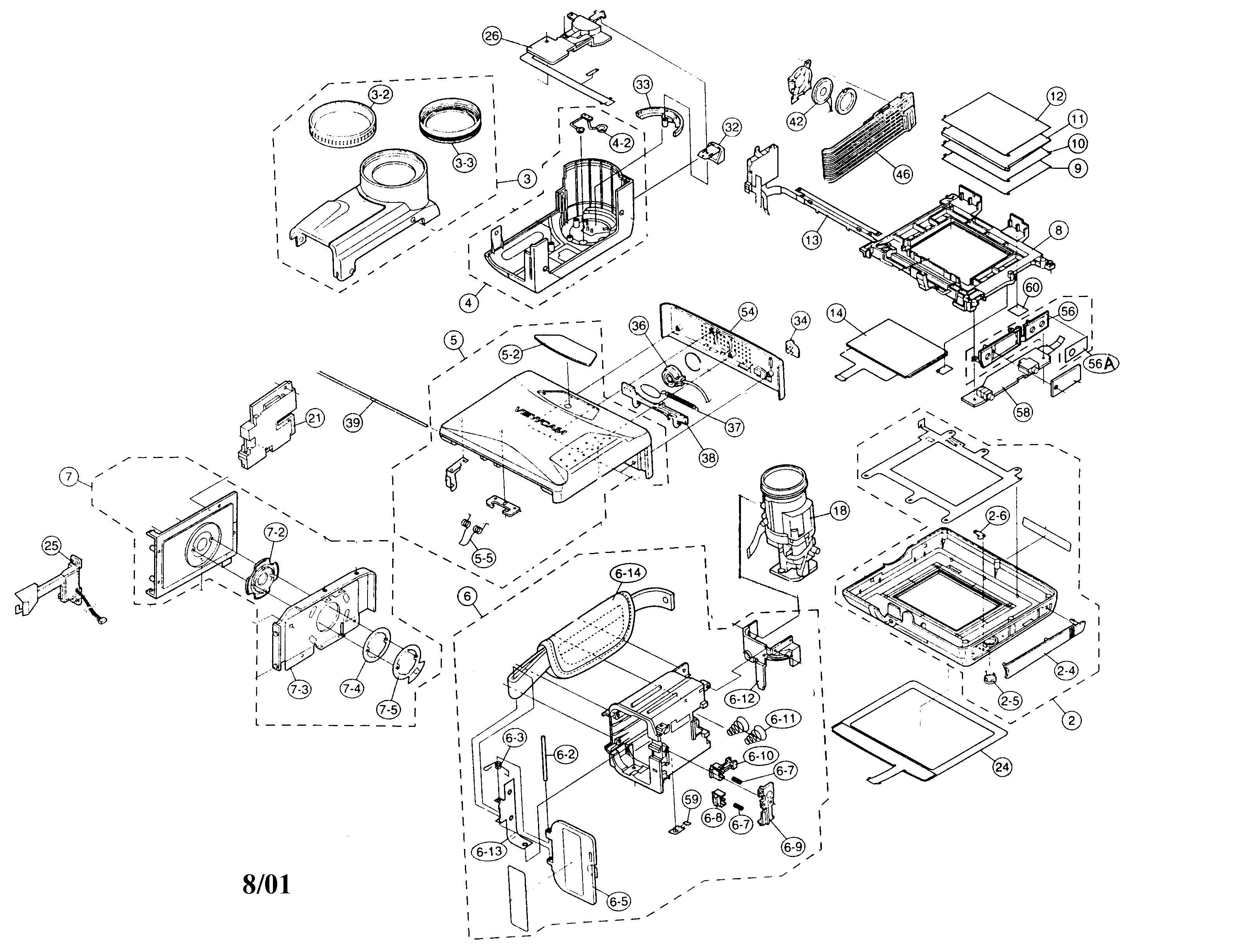 Sharp VL-A110U cabinet parts diagram
