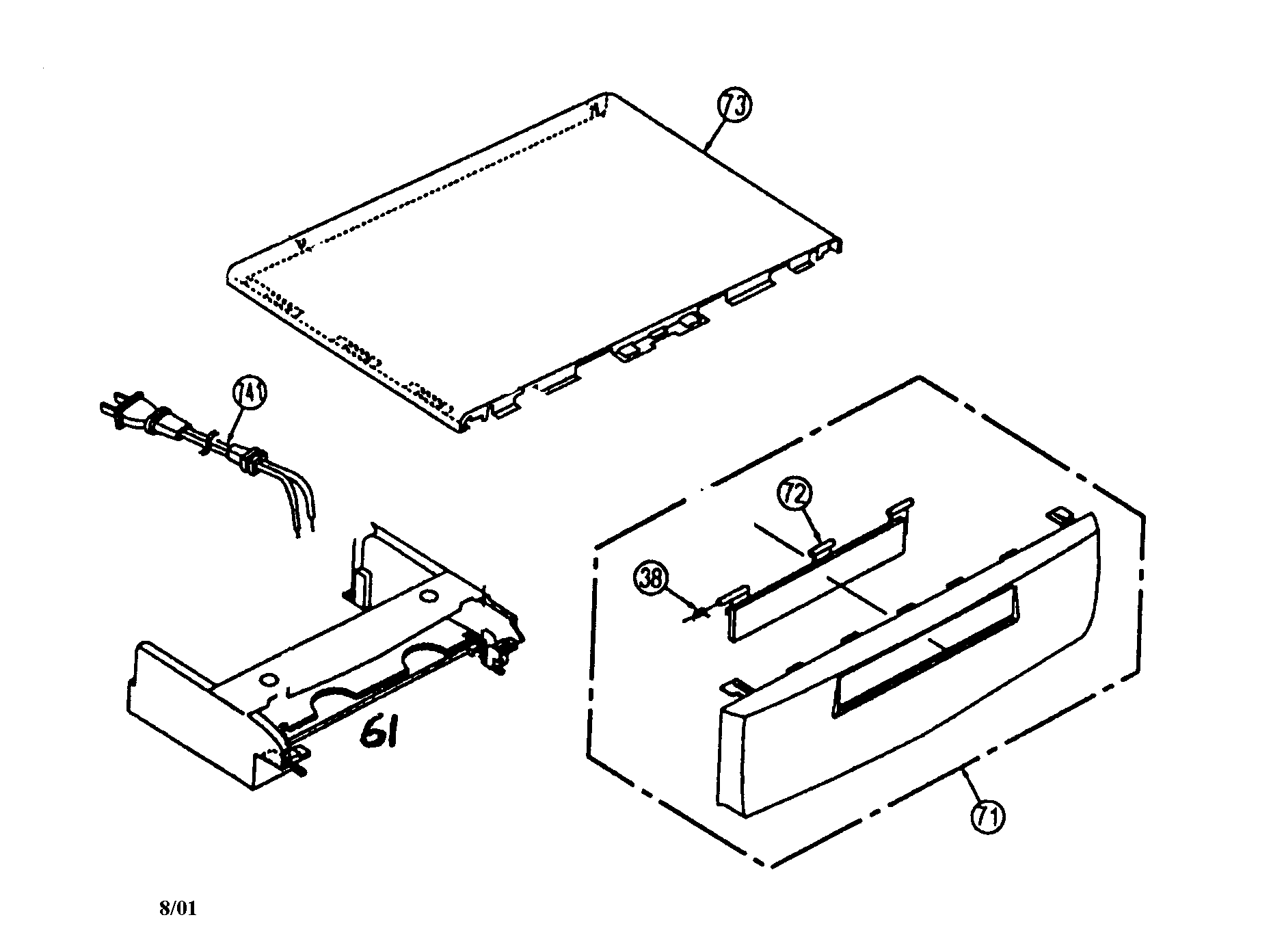 Panasonic VHQ-401 cabinet parts diagram