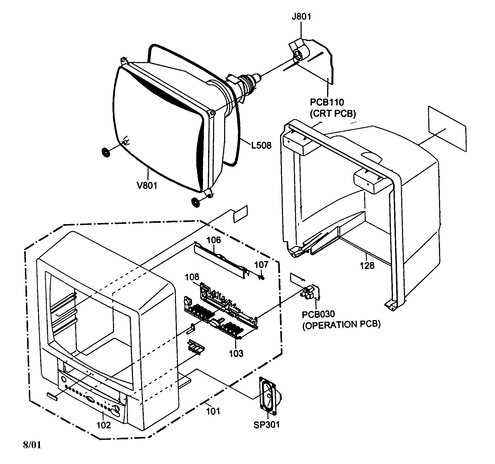 Toshiba MV13L4 cabinet parts diagram