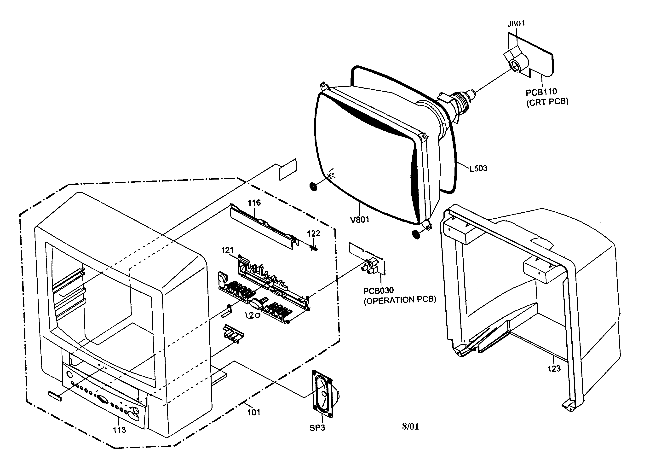 Toshiba MV13L3C cabinet parts diagram