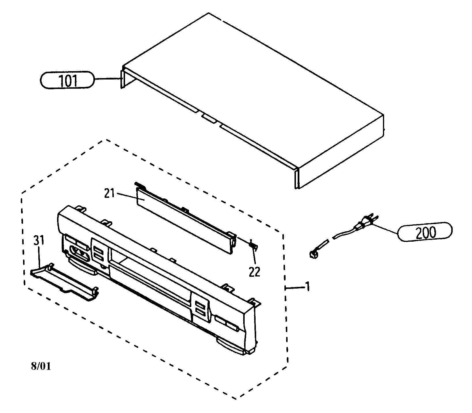 Toshiba W-604 cabinet parts diagram