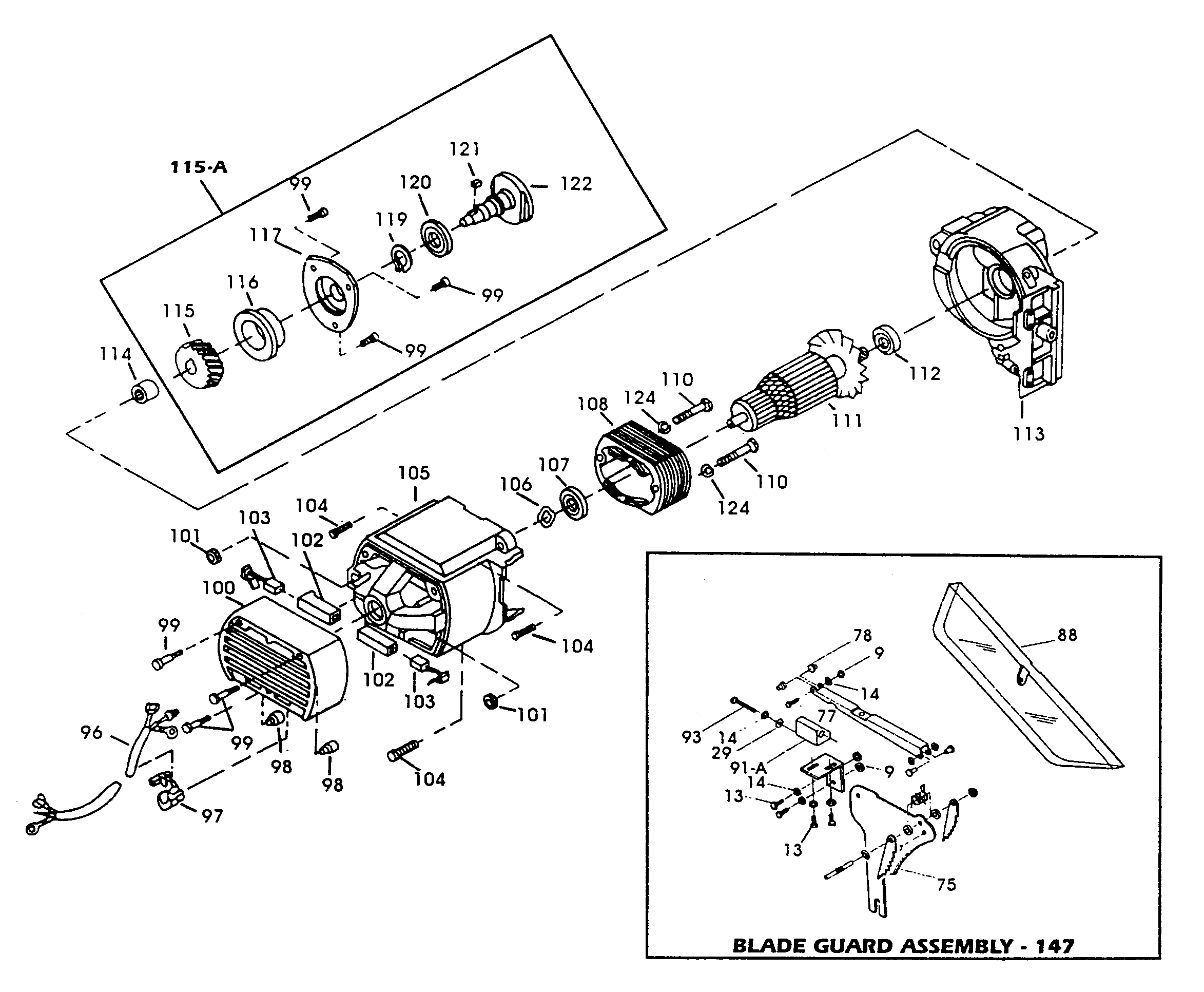 Pro-Tech 40028 motor/guard diagram