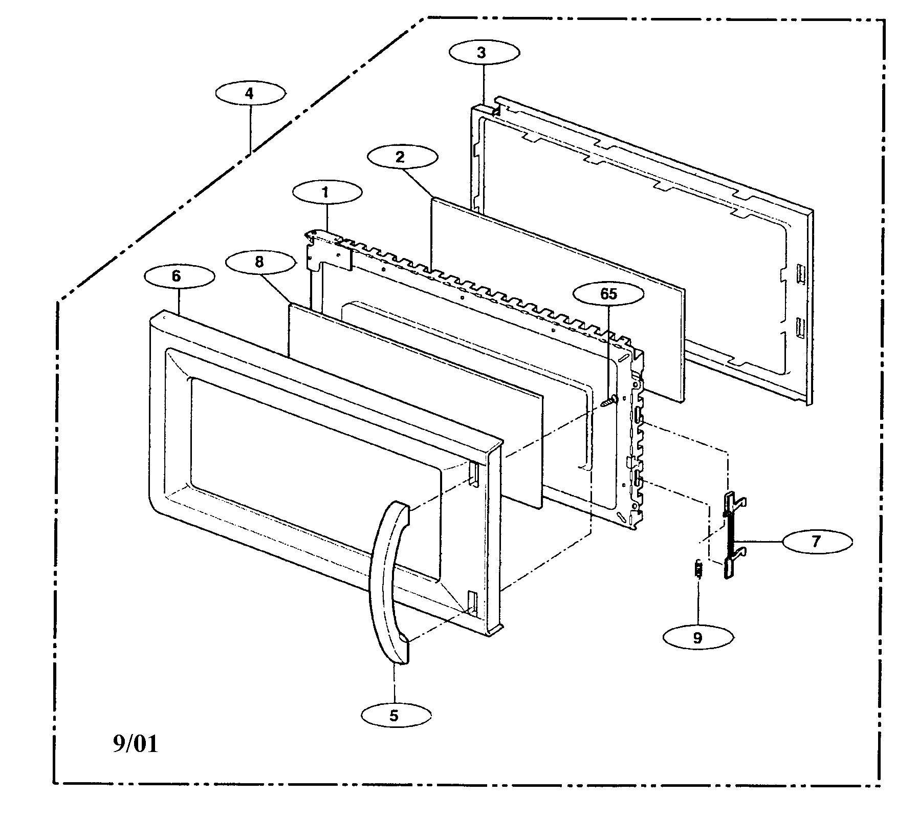 Panasonic NN-S251WL door assy diagram