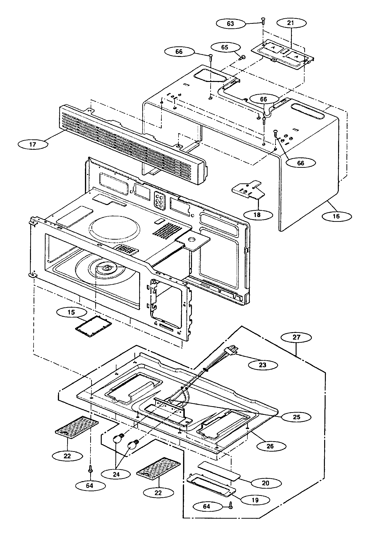 Panasonic NN-S251WL oven cavity diagram