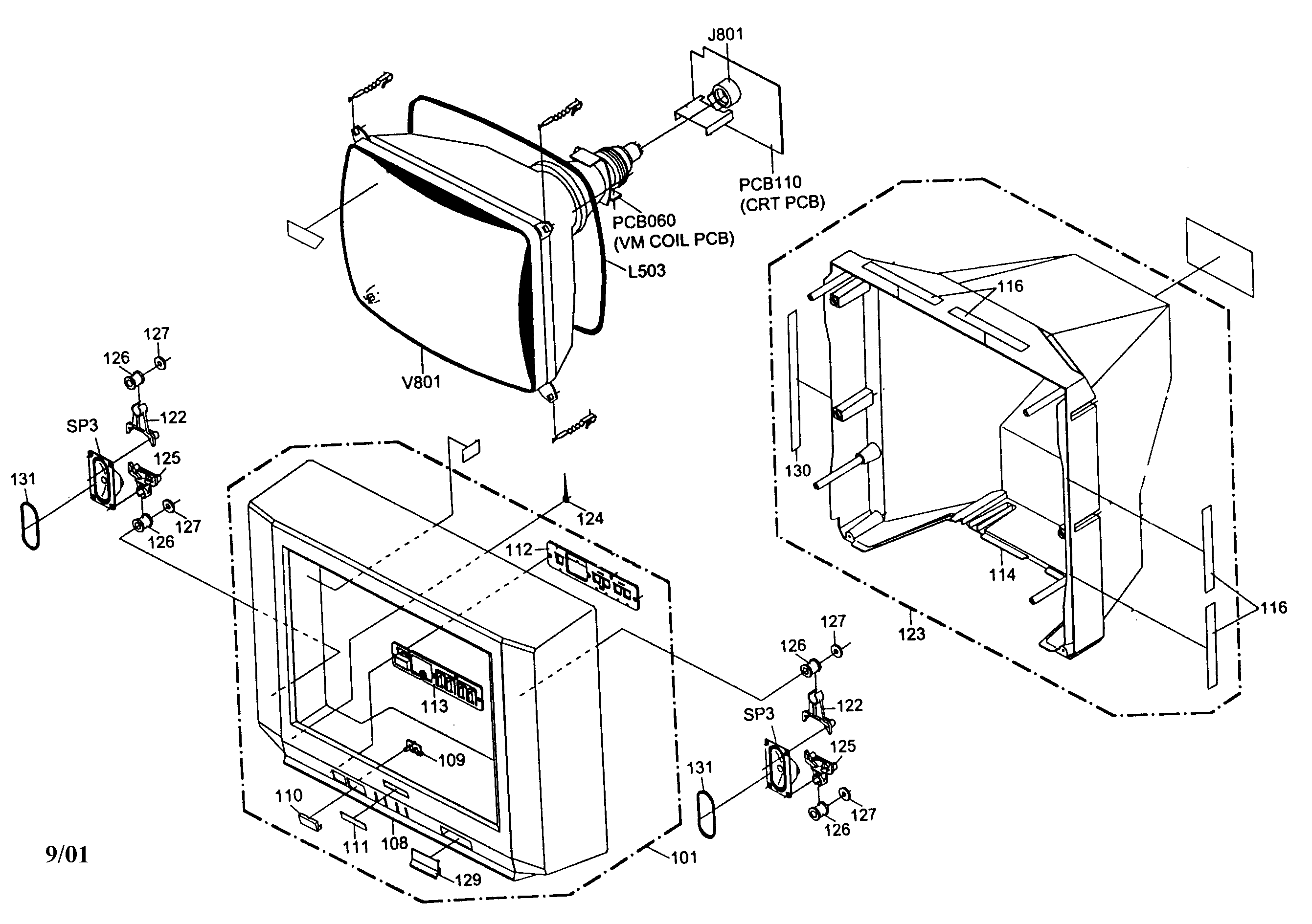 Toshiba 24AF41C cabinet parts diagram
