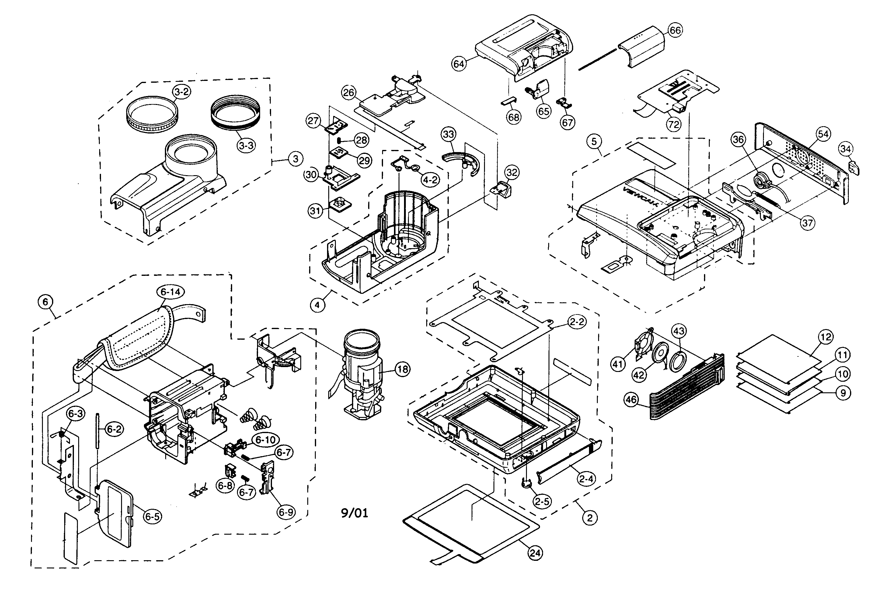 Sharp VL-AD260U cabinet parts diagram