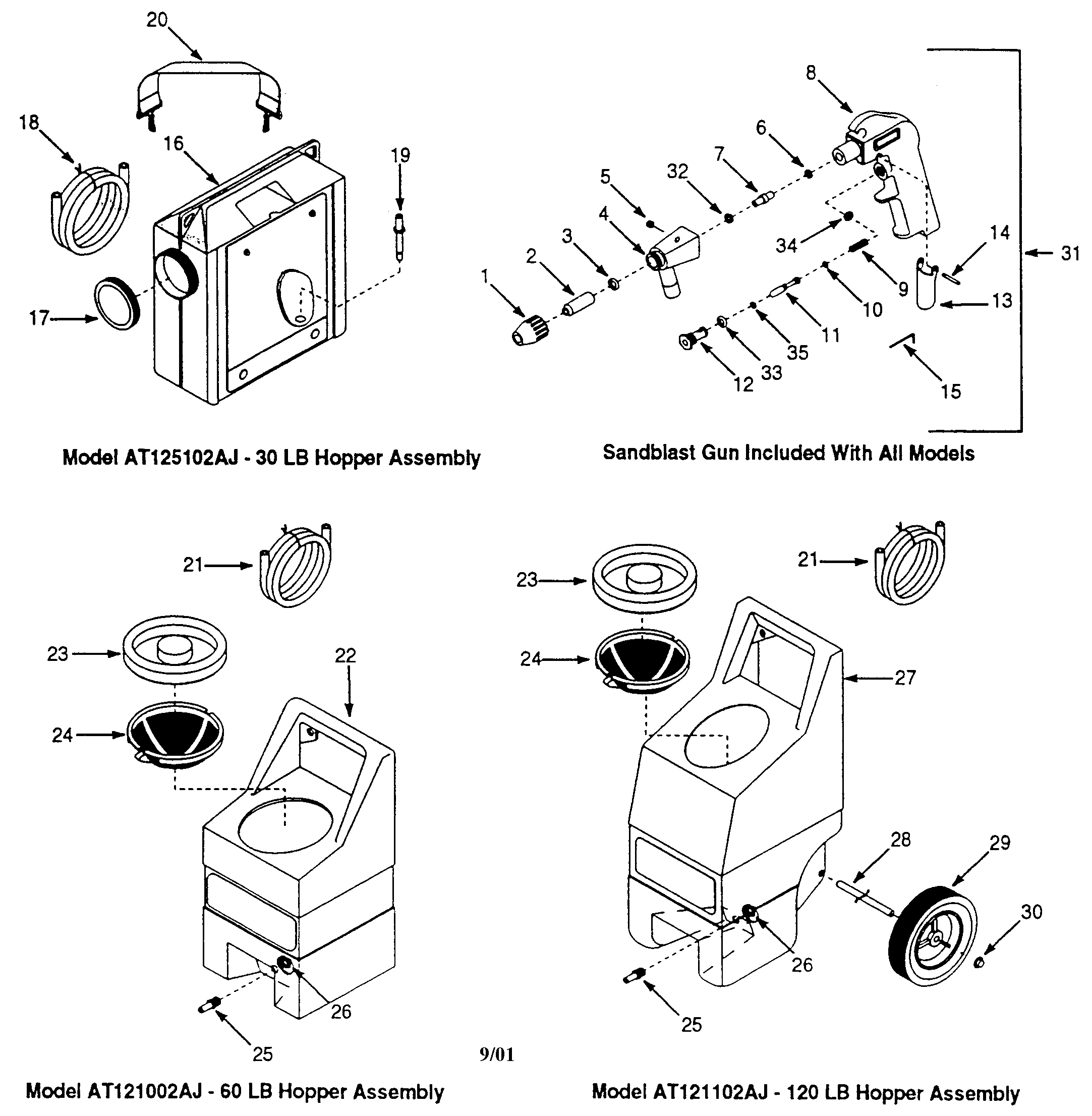 Campbell Hausfeld AT121102AJ sandblasting kit diagram