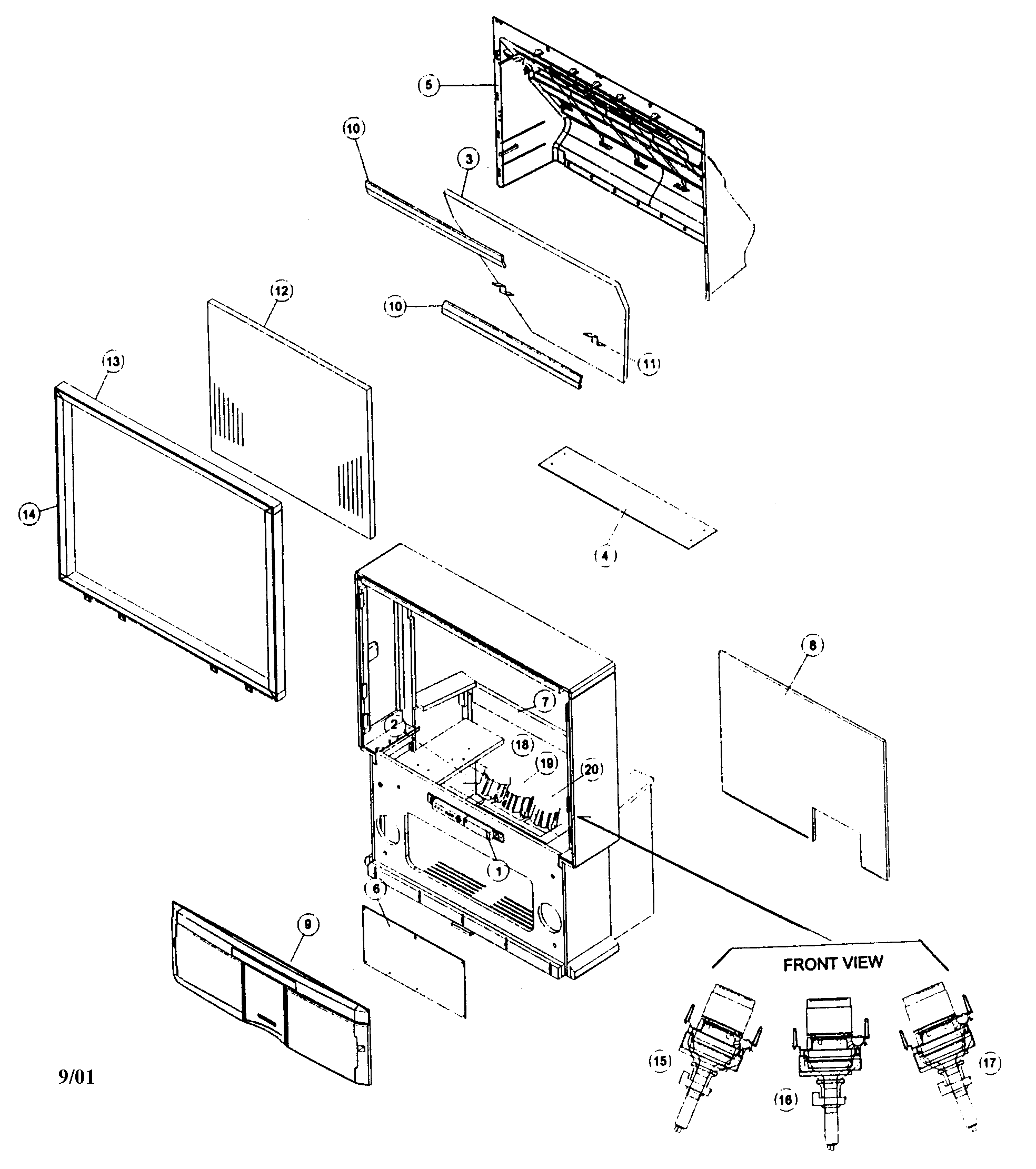 Hitachi 61UWX10B cabinet parts diagram