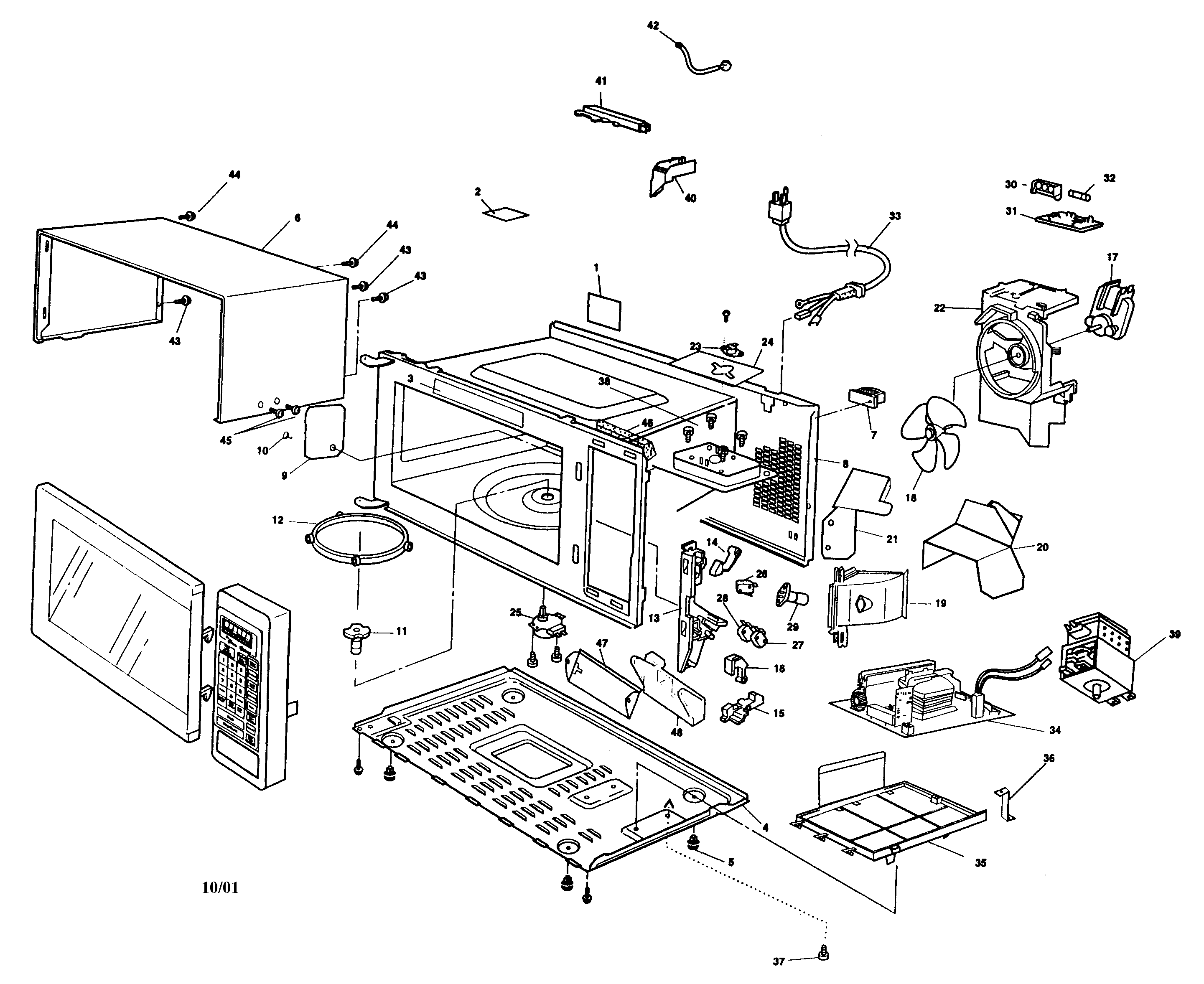 Panasonic NN-T990SA cabinet parts diagram