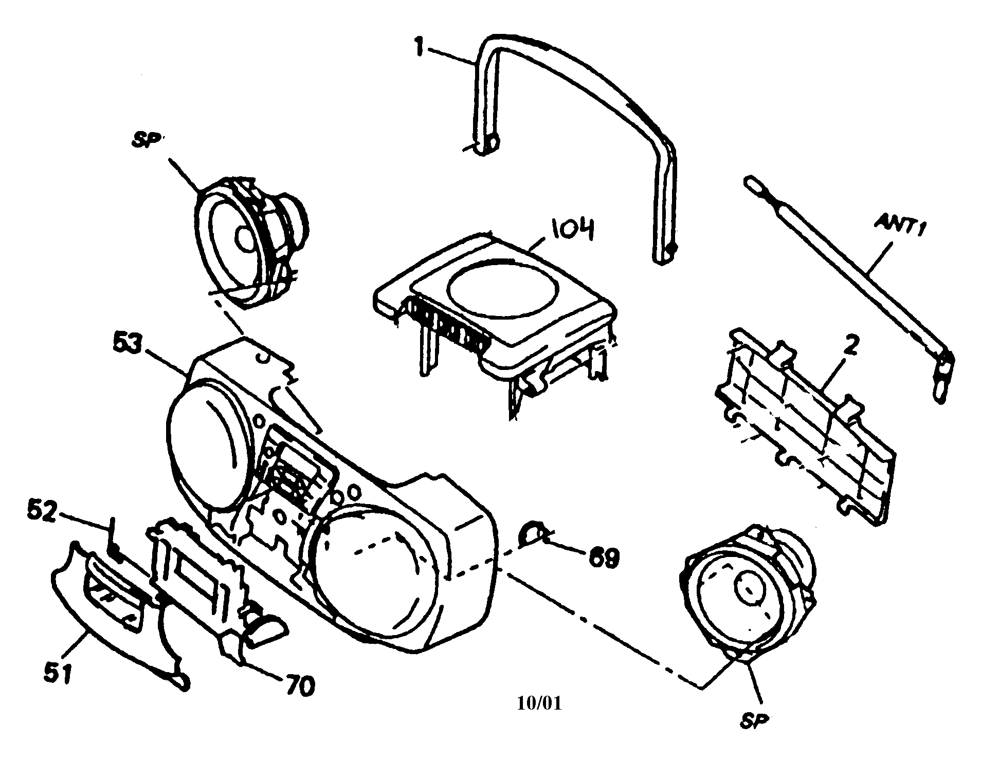 Sony CFD-370 cabinet parts diagram