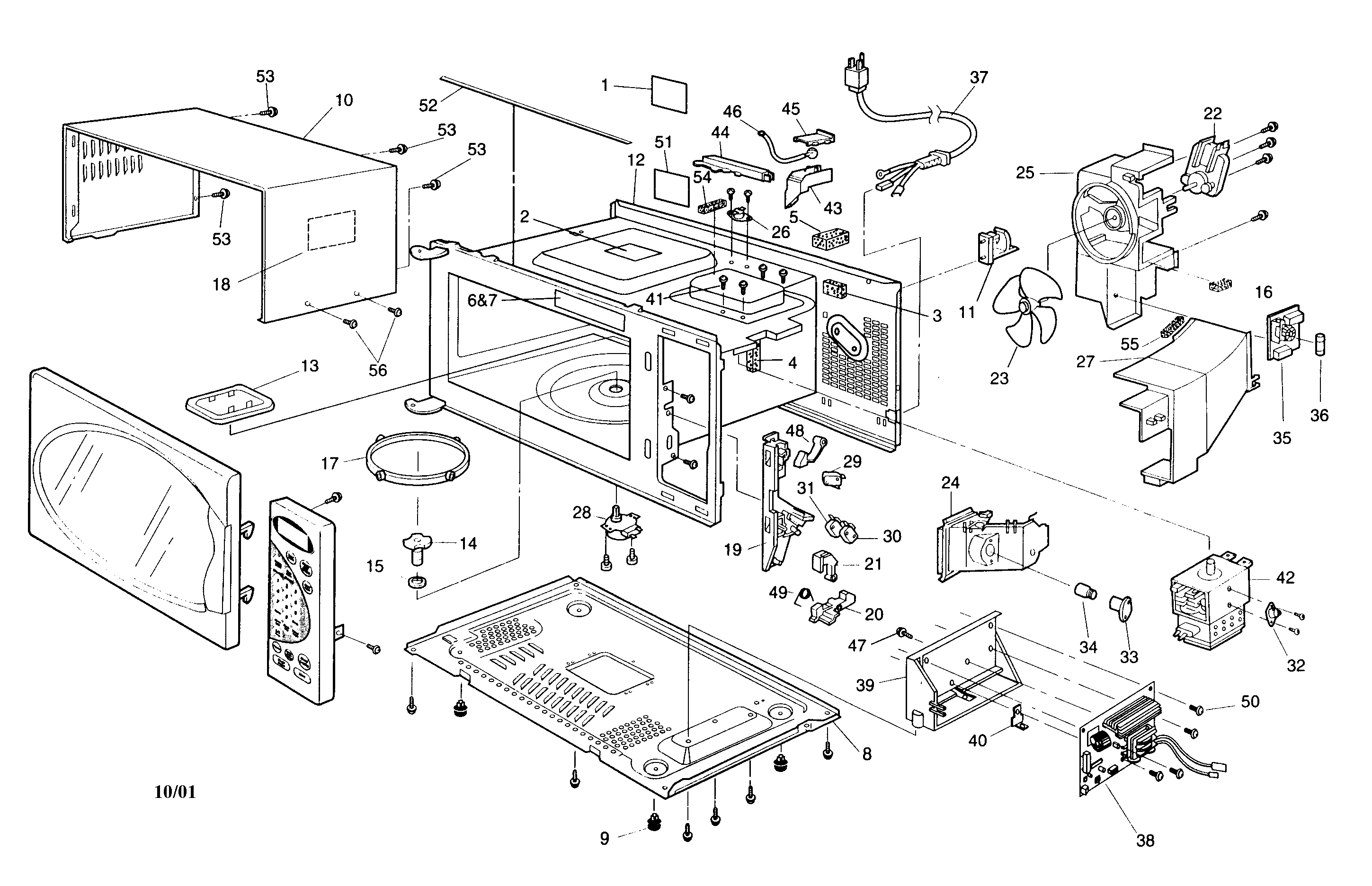 Panasonic NN-S989BA oven cabinet diagram