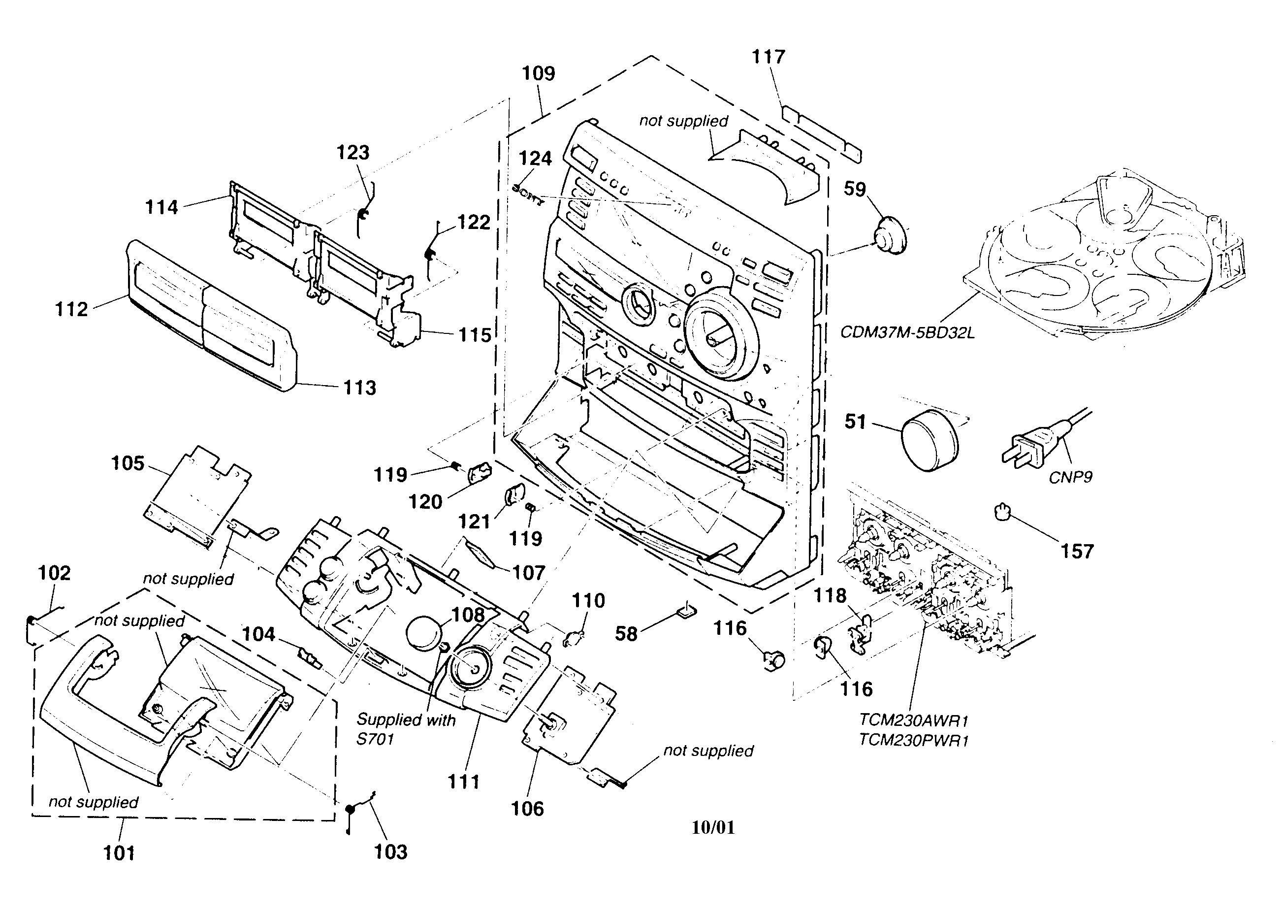 Sony HCD-W900AV cabinet parts diagram