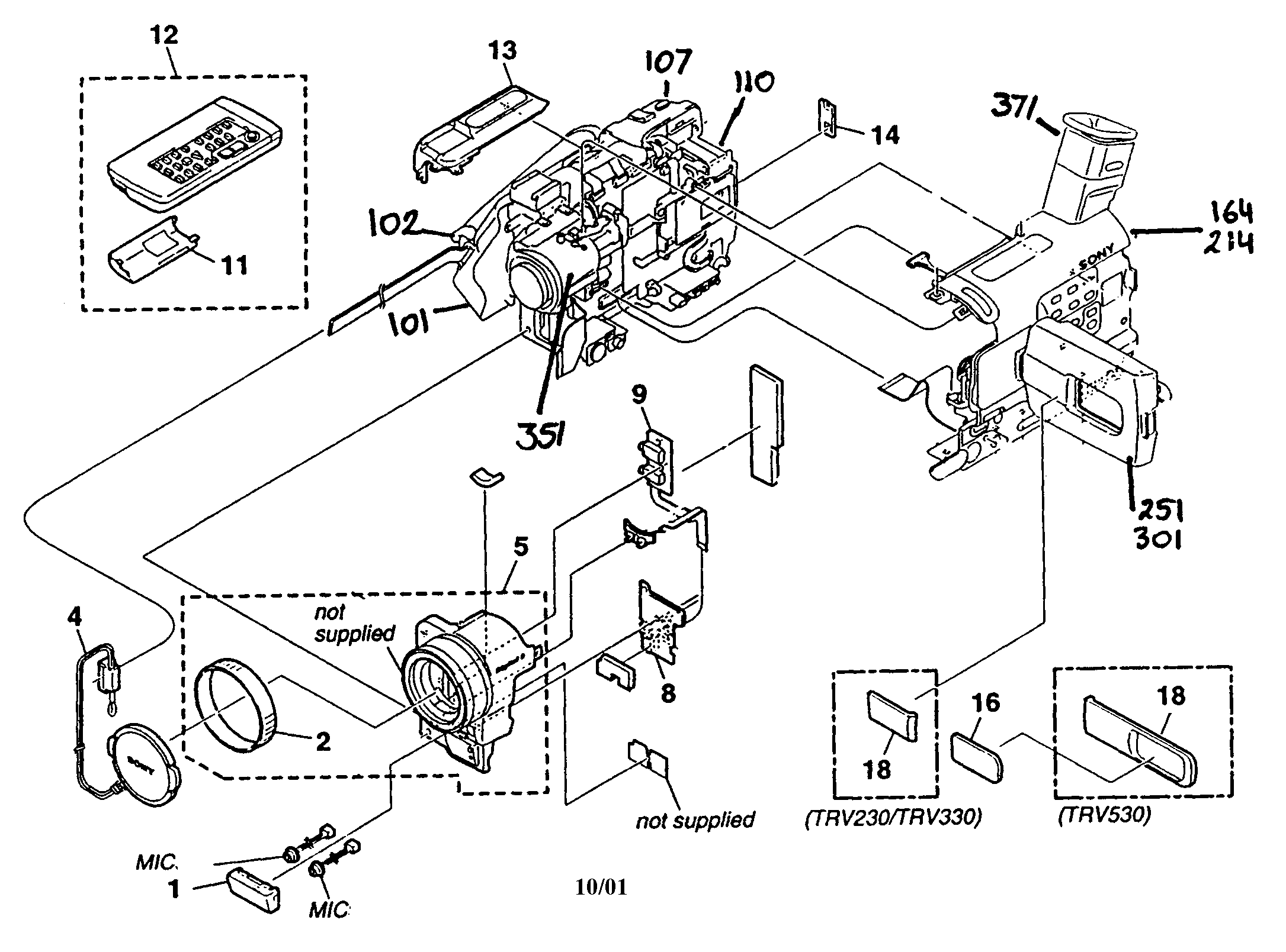 Sony DCR-TRV530 cabinet parts diagram