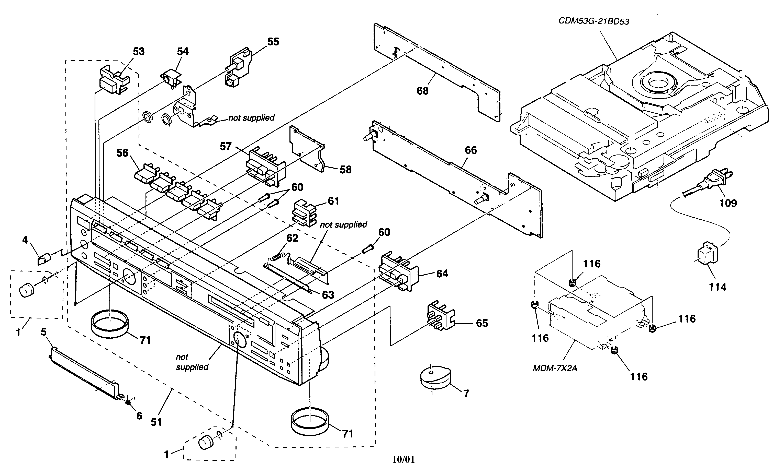 Sony MXD-D5C cabinet parts diagram