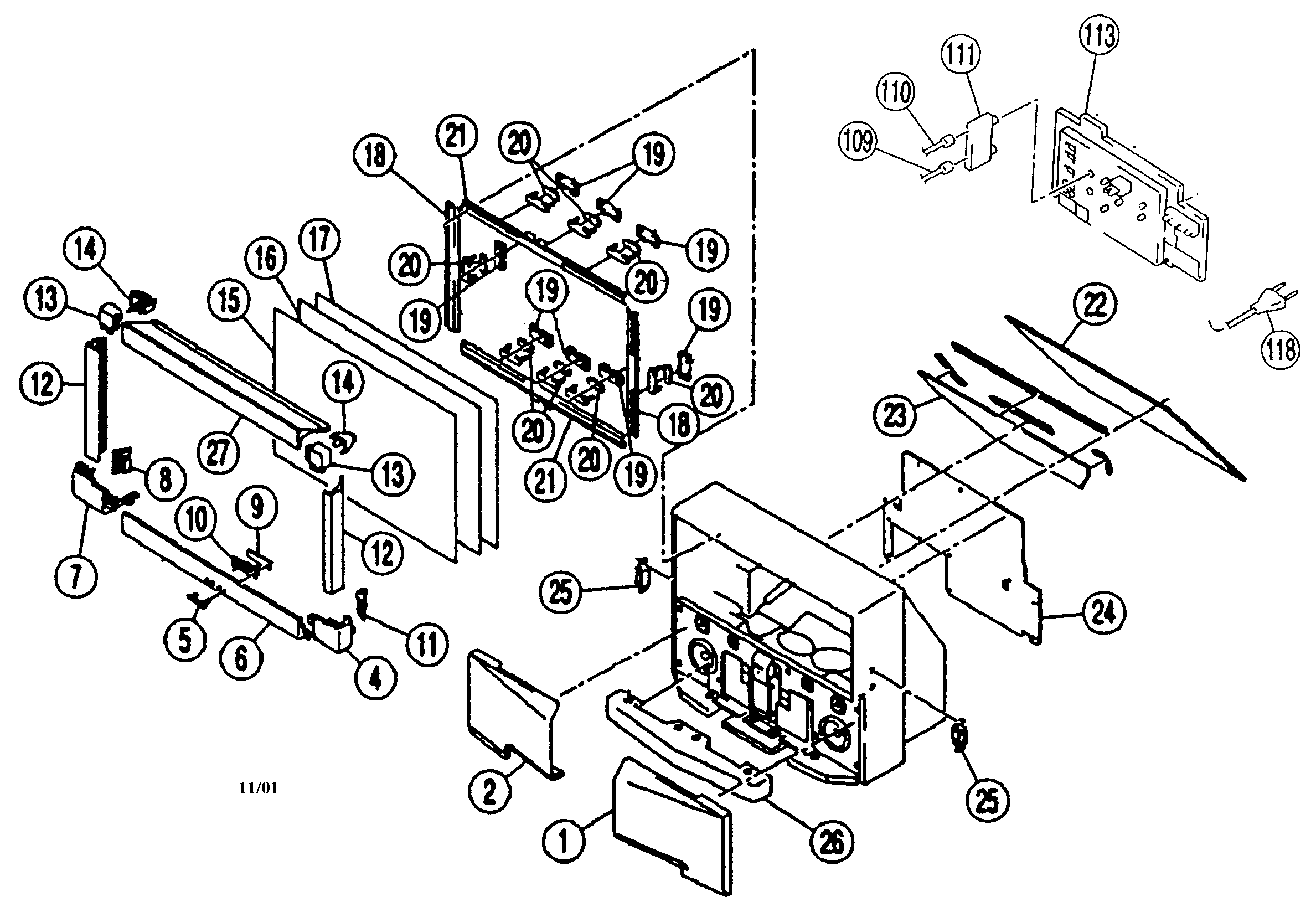 Sony KP-65XBR10W cabinet/screen diagram
