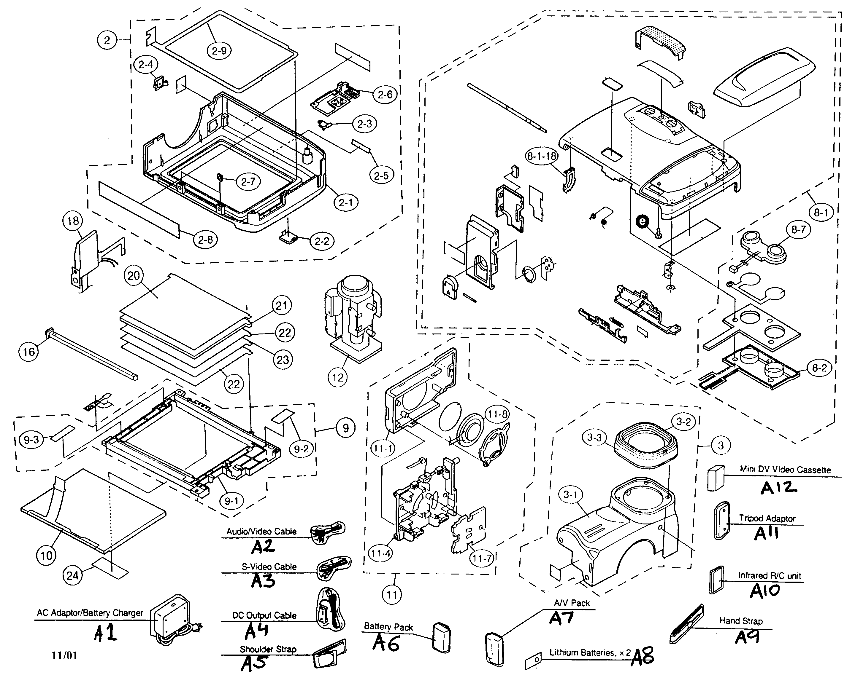 Sharp VL-DC1U cabinet parts diagram