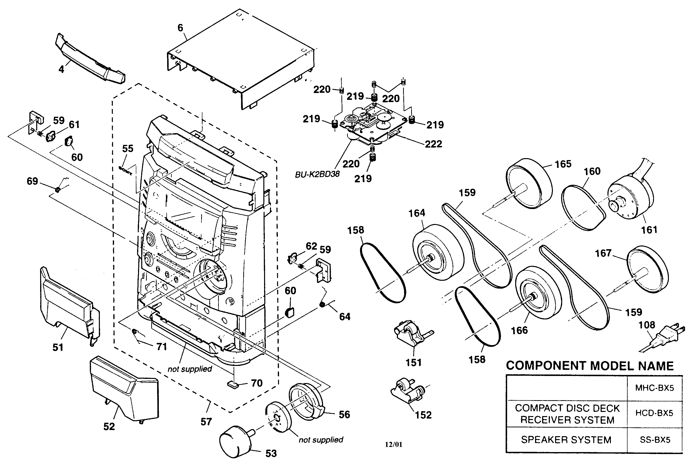 Sony MHC-BX5 cabinet parts diagram