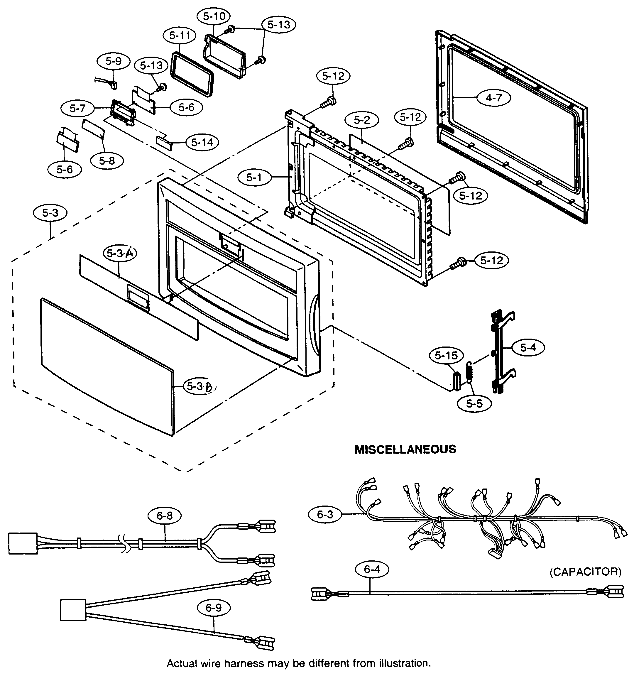 Sharp R-370EZ door/miscellaneous parts diagram