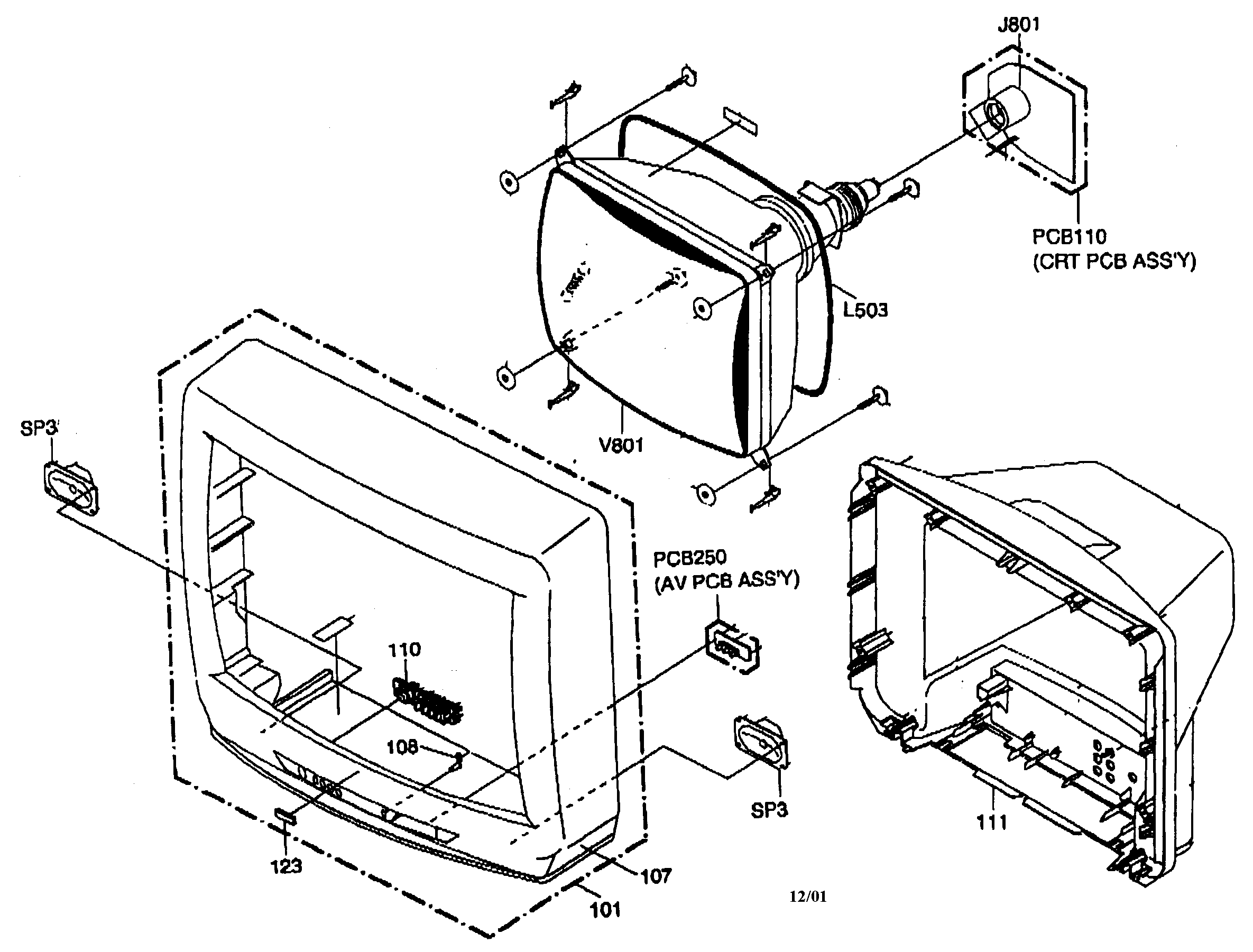 Admiral (Wards) GOJ12347 cabinet parts diagram