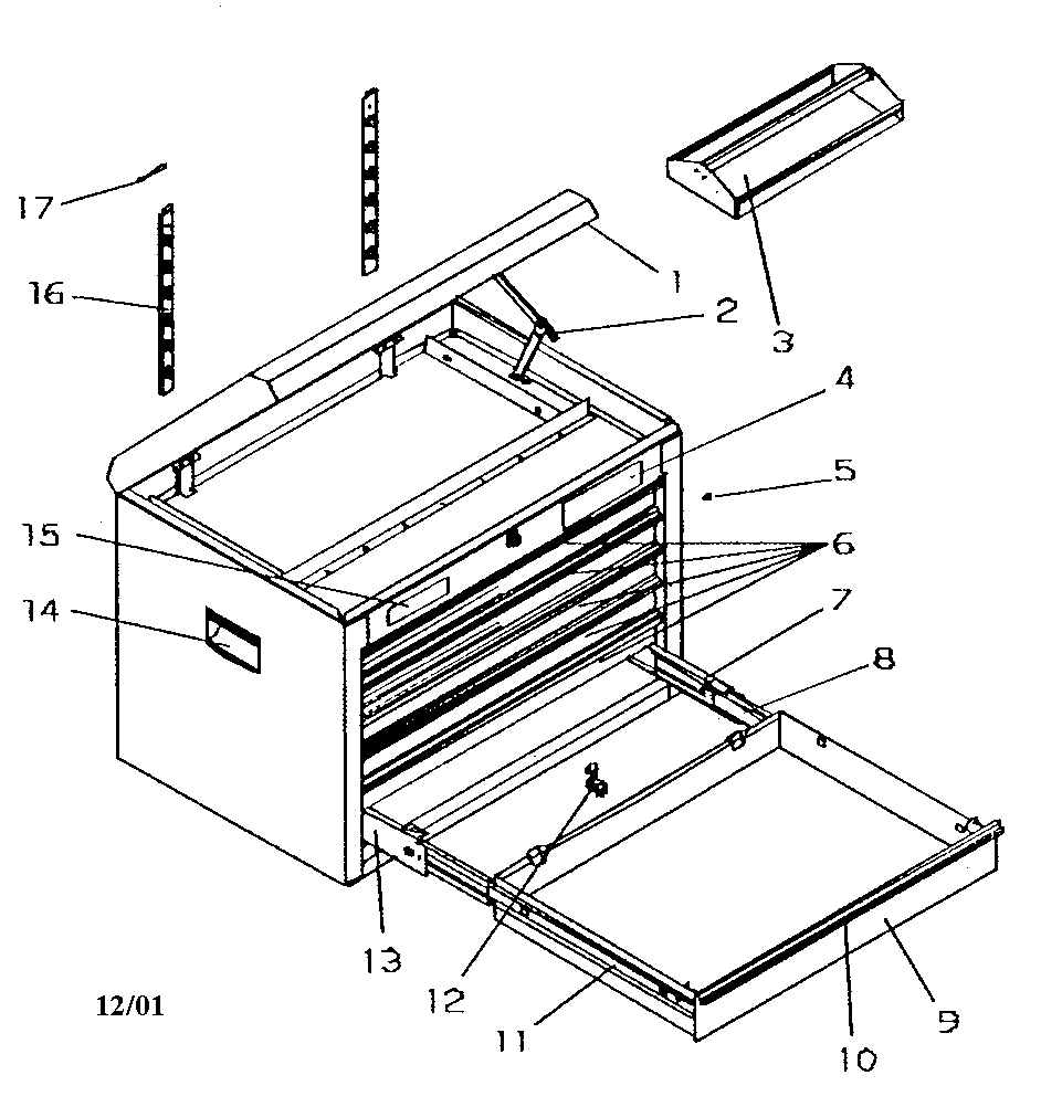 Craftsman 706597180 tool chest diagram