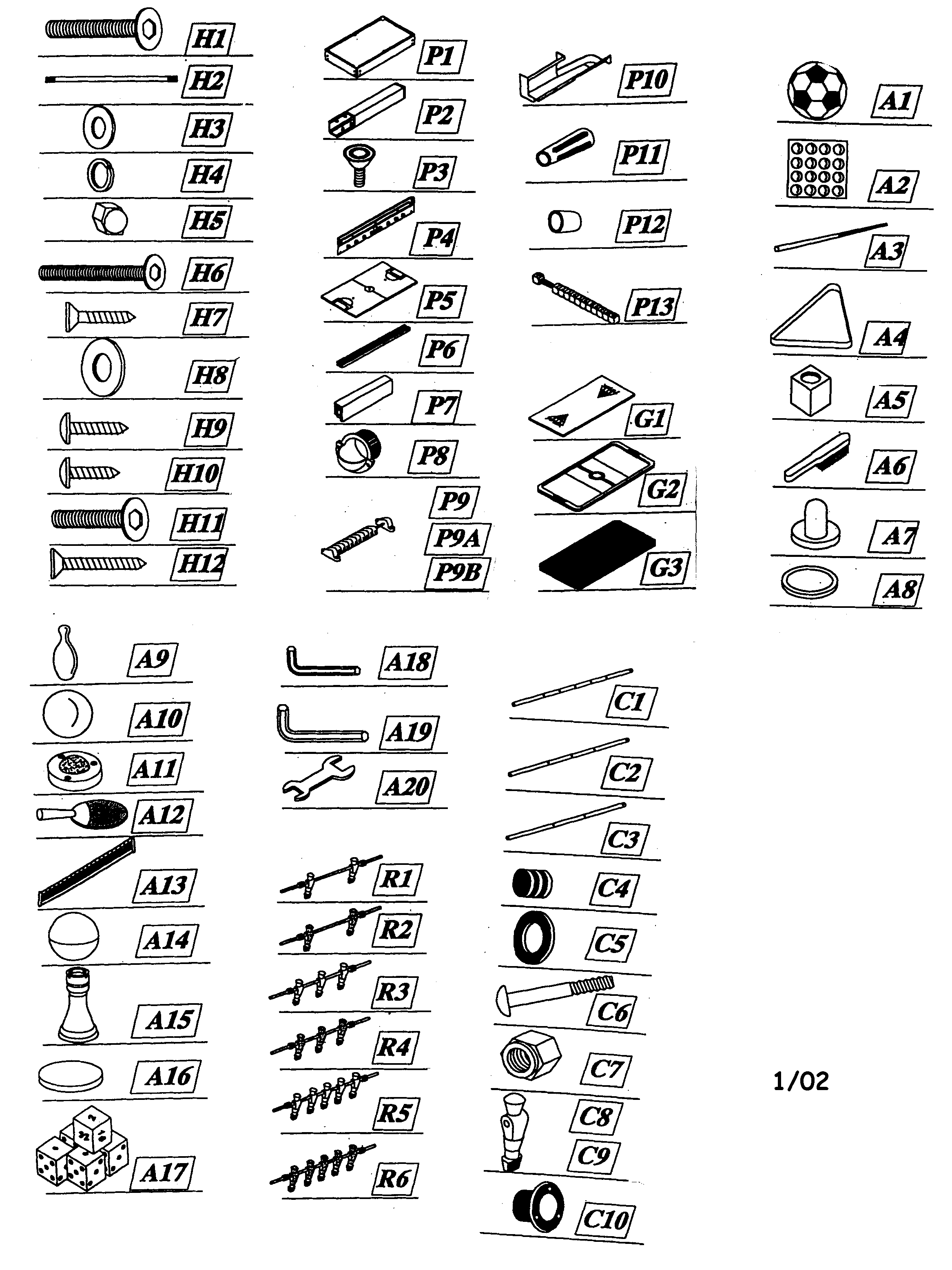 Harvard G05900 soccer table diagram