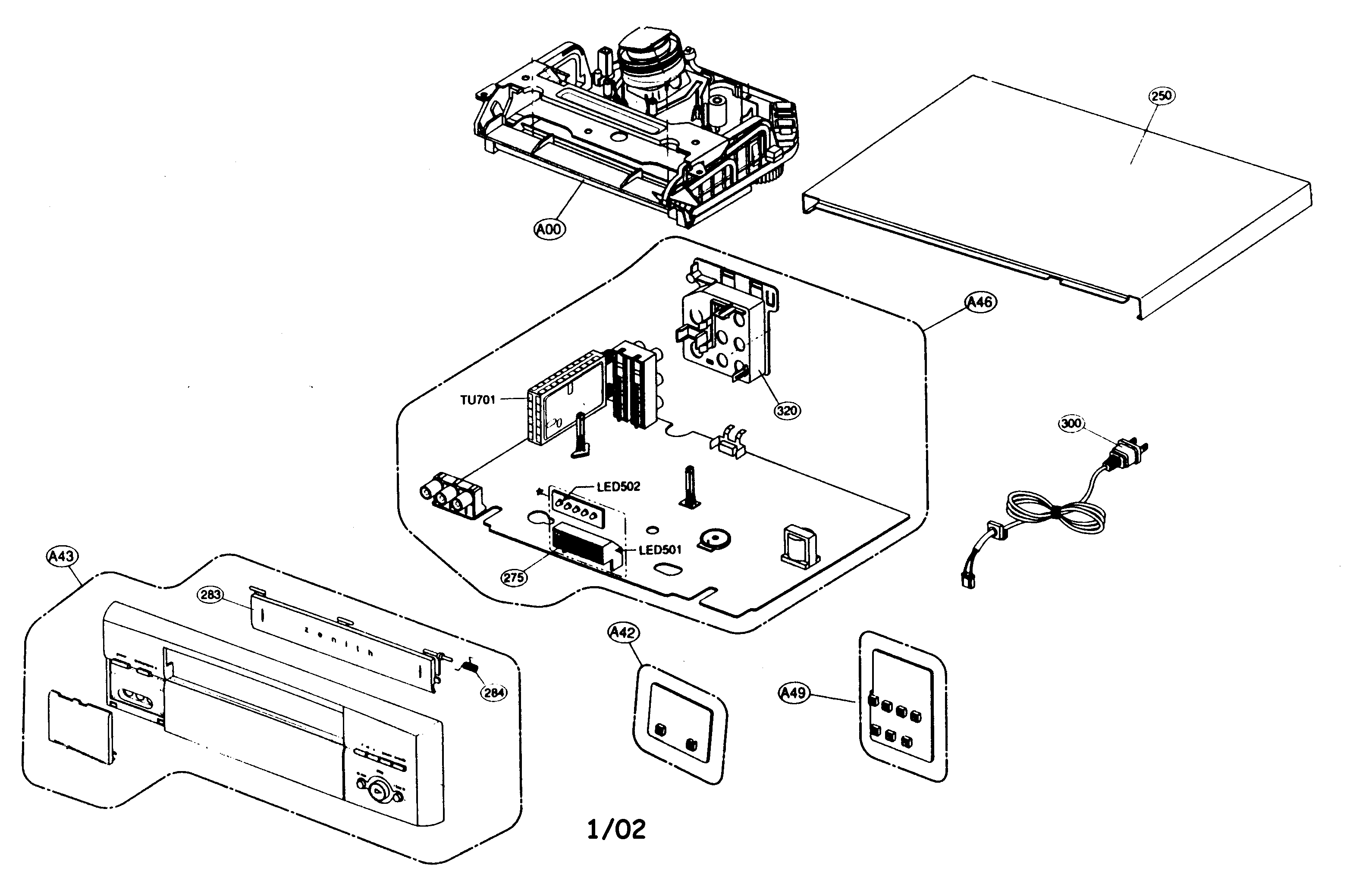 Zenith VRD4125 cabinet parts diagram