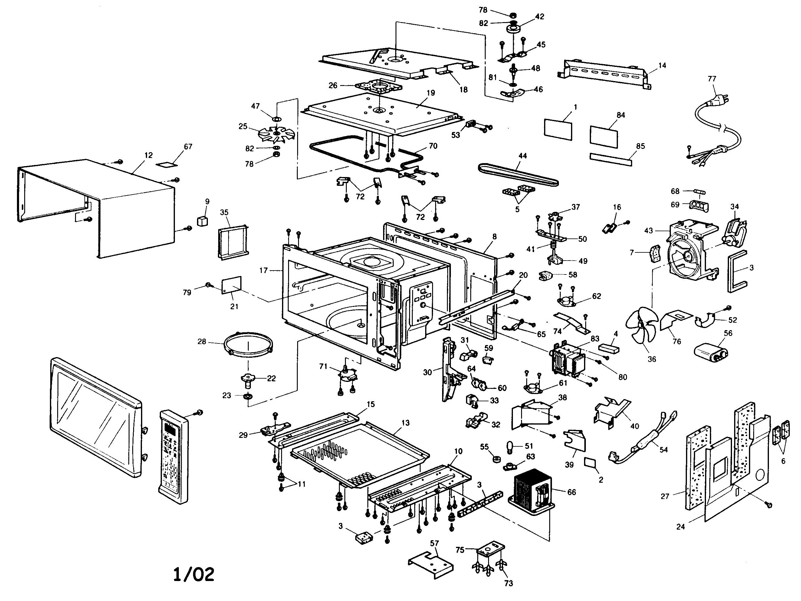 Panasonic NN-C867WV cabinet parts diagram