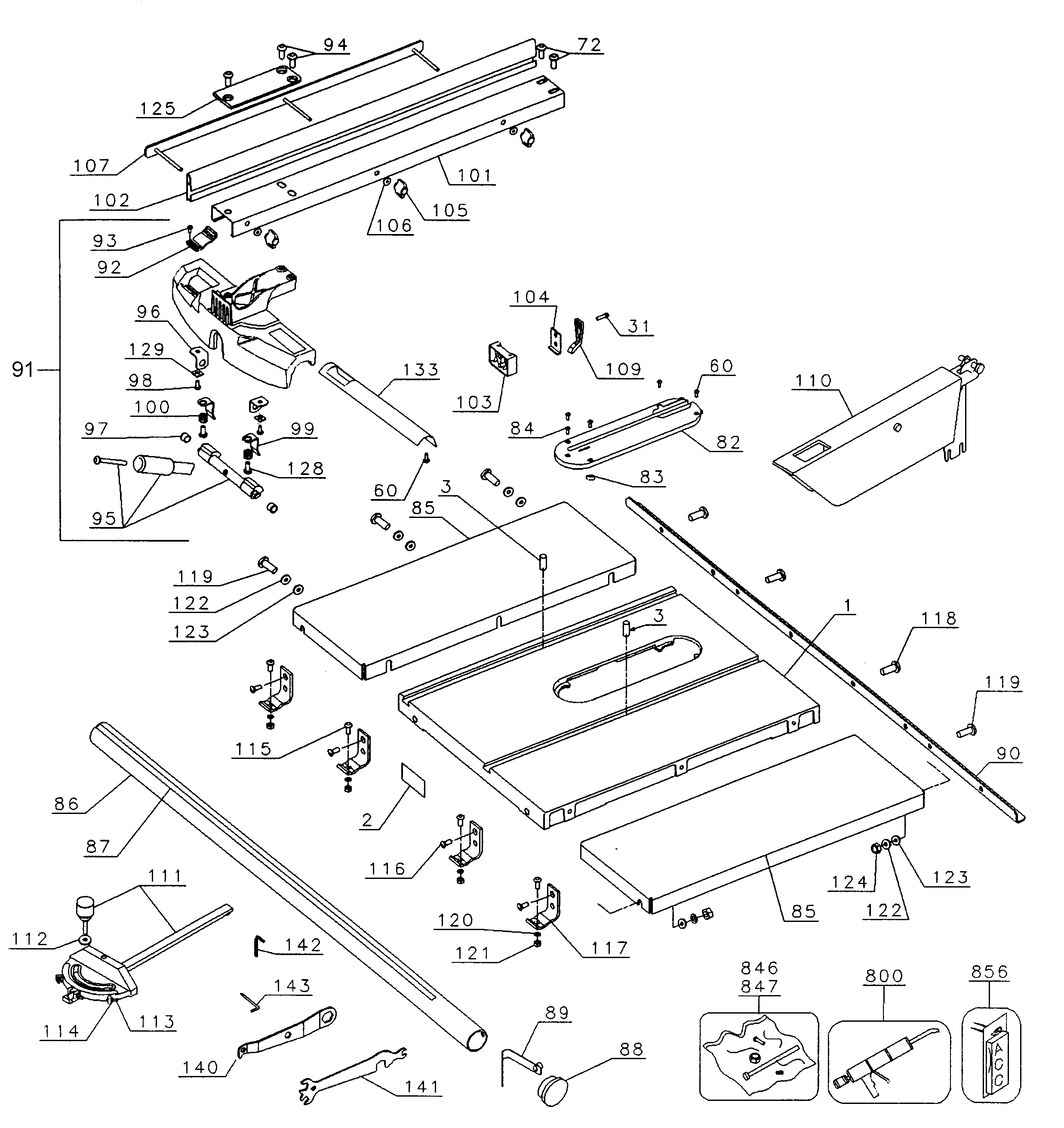 Black & Decker DW746X table diagram