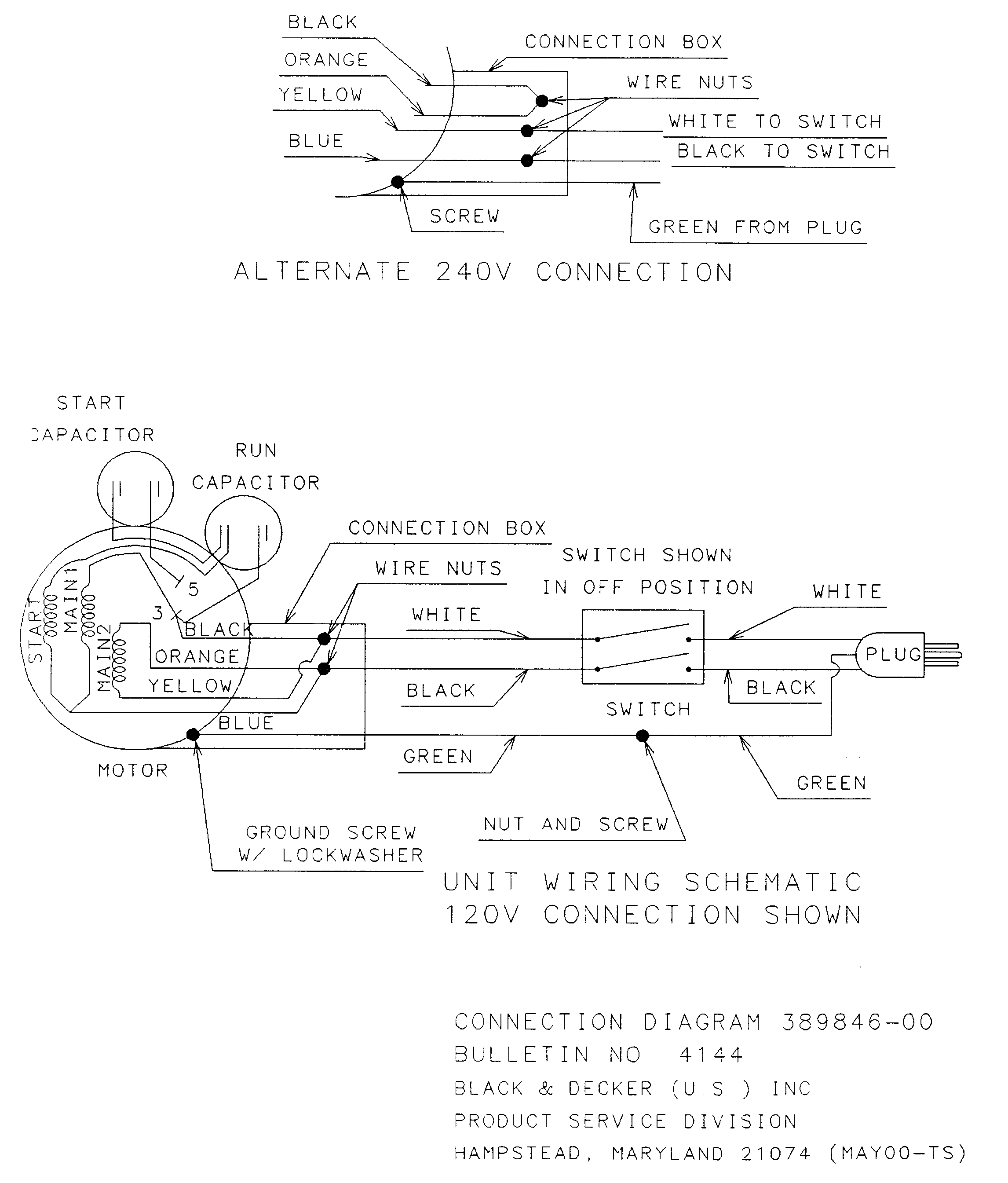 Black & Decker DW746X motor wiring diagram