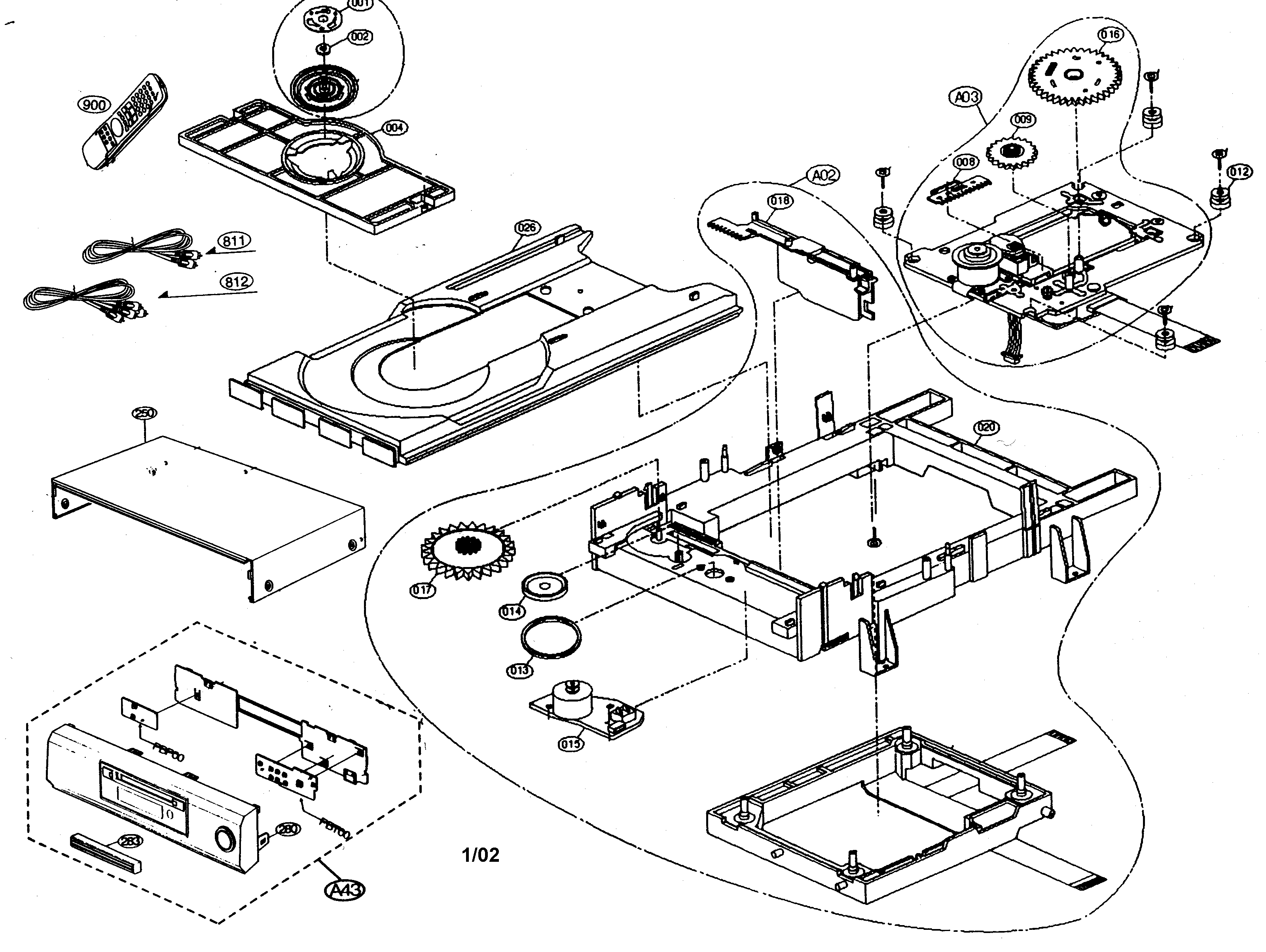 Zenith DVD2201 cabinet parts diagram