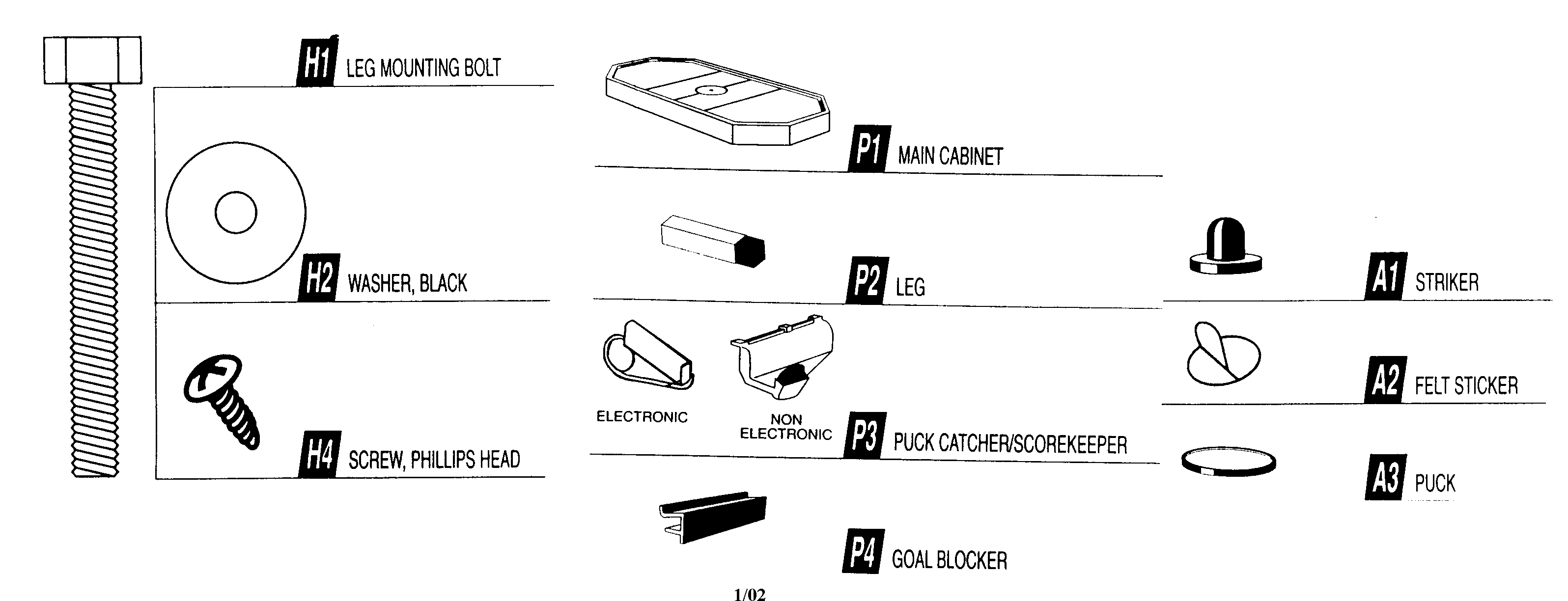 Mustang G03200 hockey table diagram