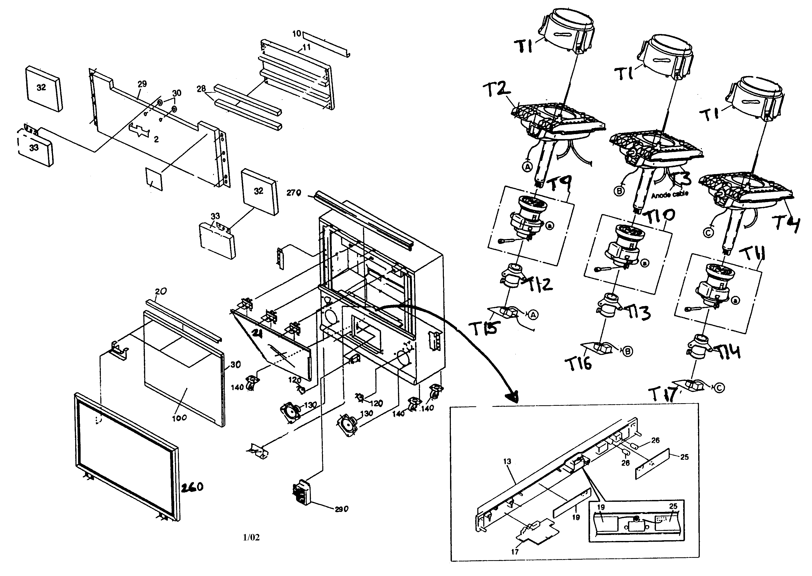 Sharp 64LHP5000 cabinet parts diagram