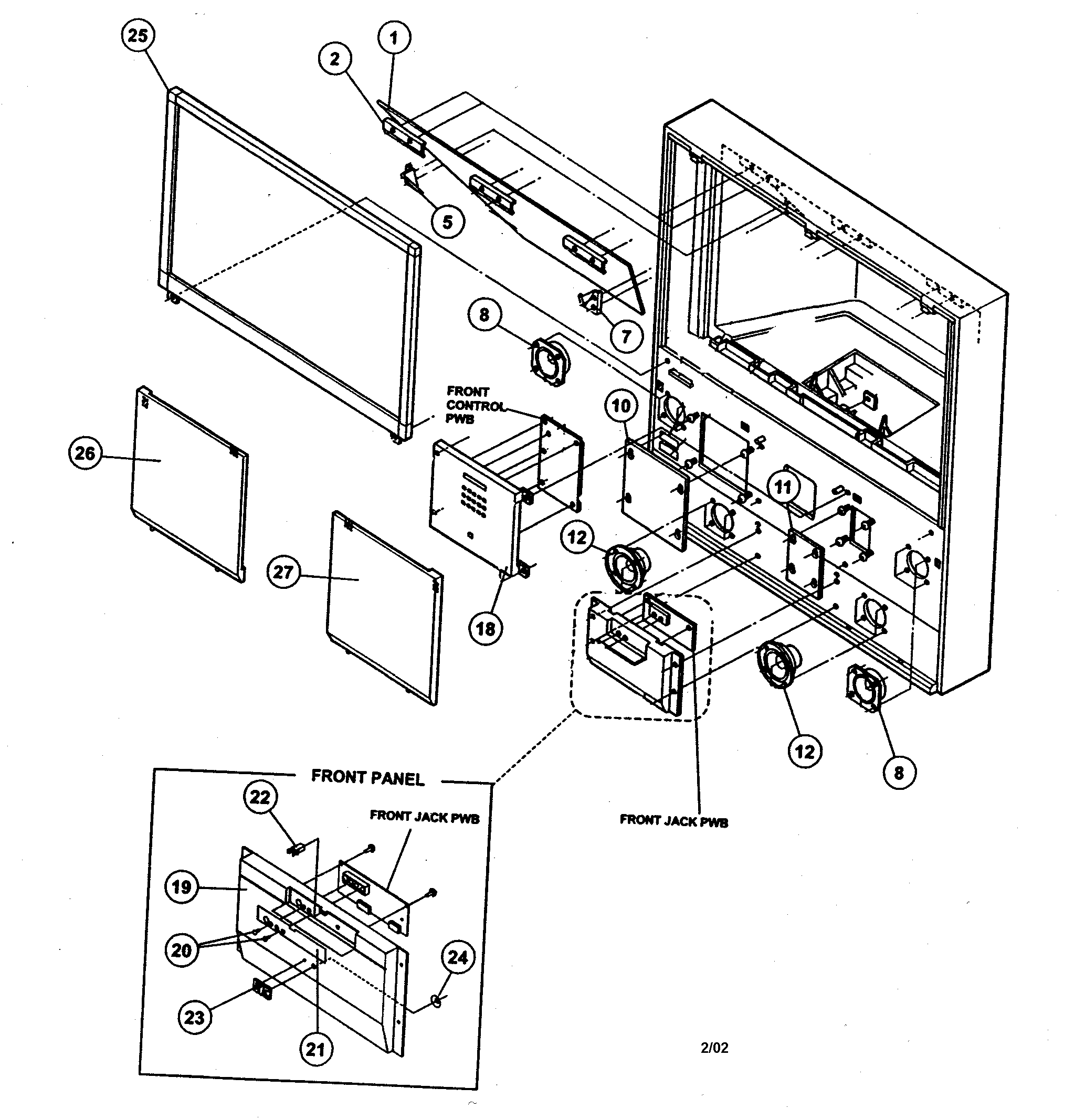 JVC AV-61S902 front assy diagram