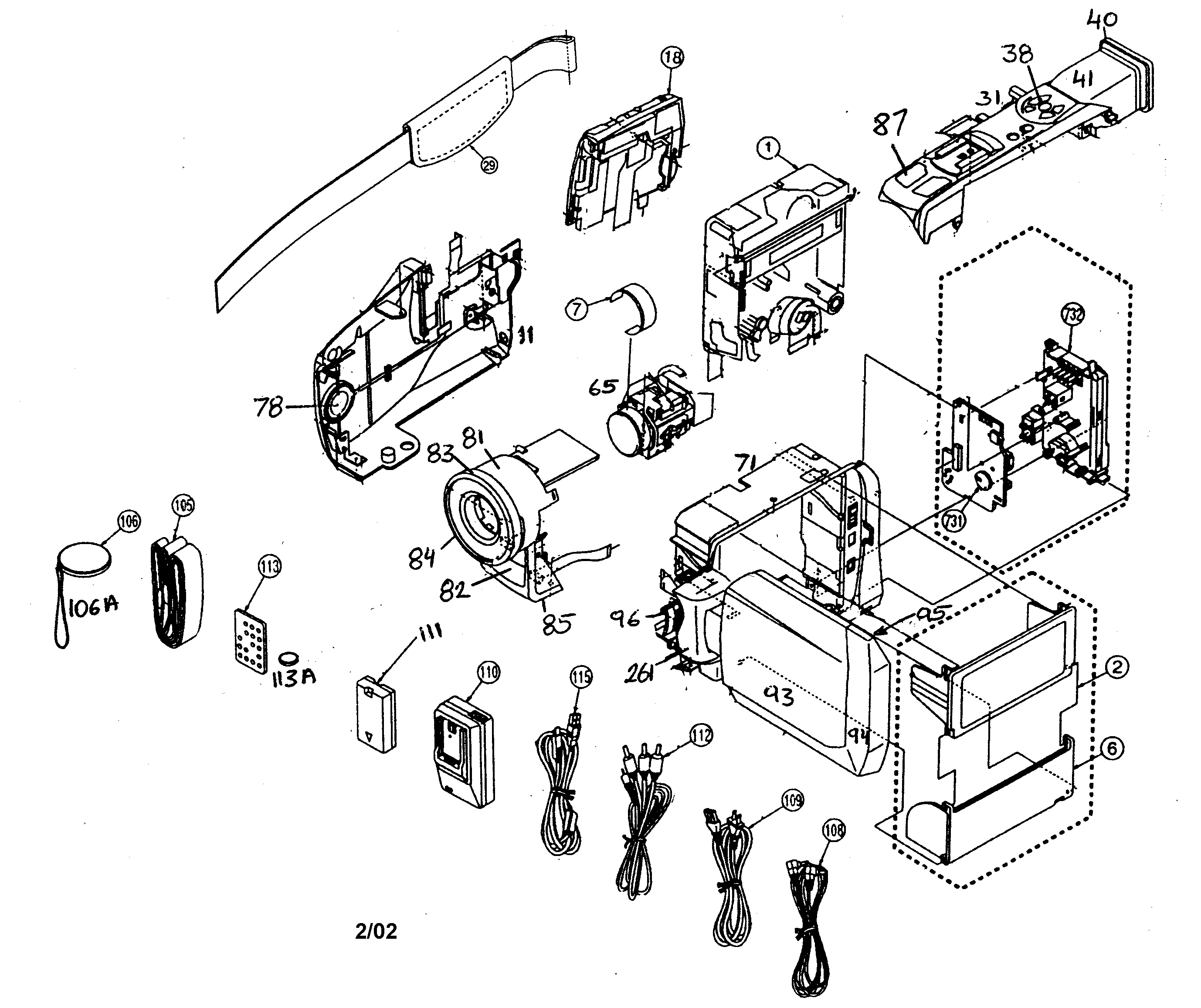 Panasonic PV-DV351 cabinet parts diagram